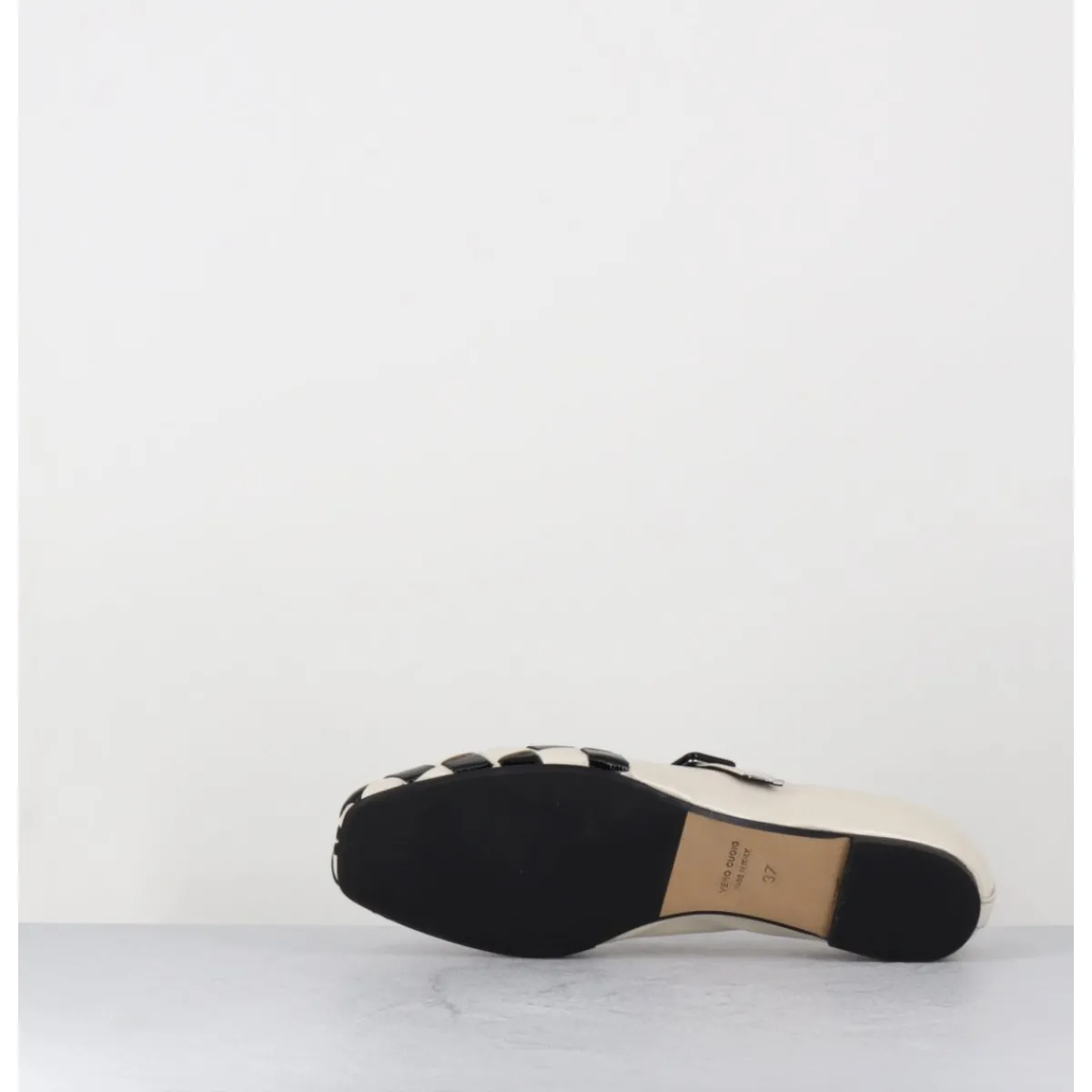 Chaussures | Ballerines^GARRICE LAB Ballerines damier à bride en cuir blanc & noir - NICOLA LUX TALCO NOIR&BLANC