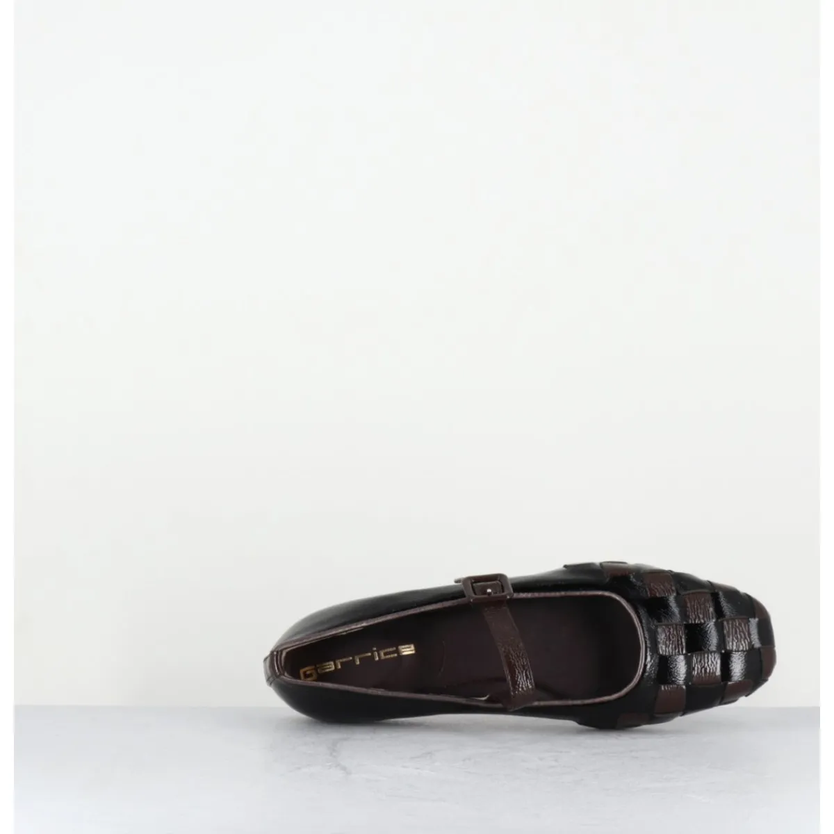 Chaussures | Ballerines^GARRICE LAB Ballerines damier à bride naplak noir & marron - NICOLA NAPLAK NERO