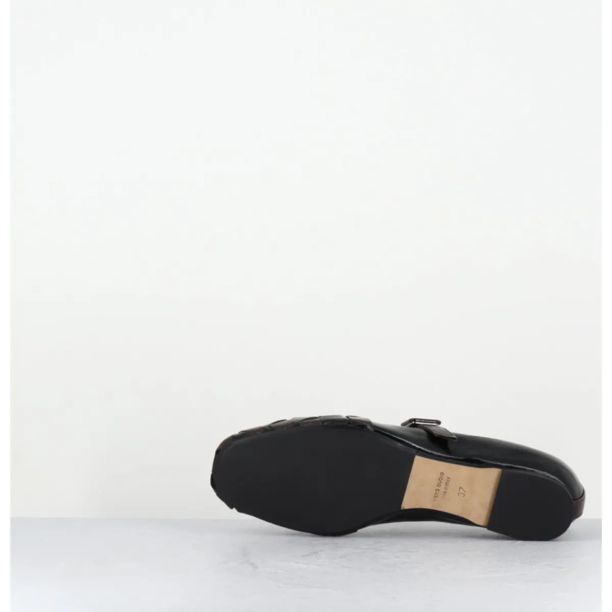 Chaussures | Ballerines^GARRICE LAB Ballerines damier à bride naplak noir & marron - NICOLA NAPLAK NERO