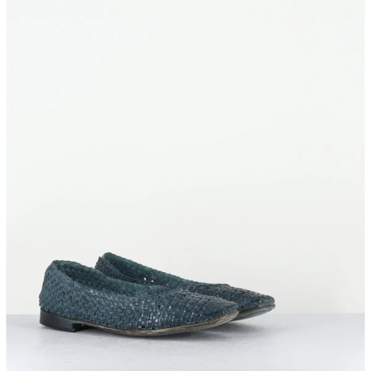 Chaussures | Ballerines^GARRICE LAB Ballerines en cuir tressé jean - DOBRA DENIM BLEU