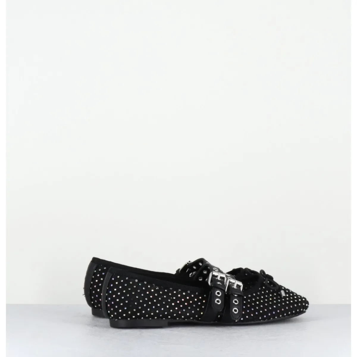 Chaussures | Ballerines^OA NON FASHION Ballerines en mesh à strass & double brides en cuir - MISTY CRISTALLO NERO NOIR