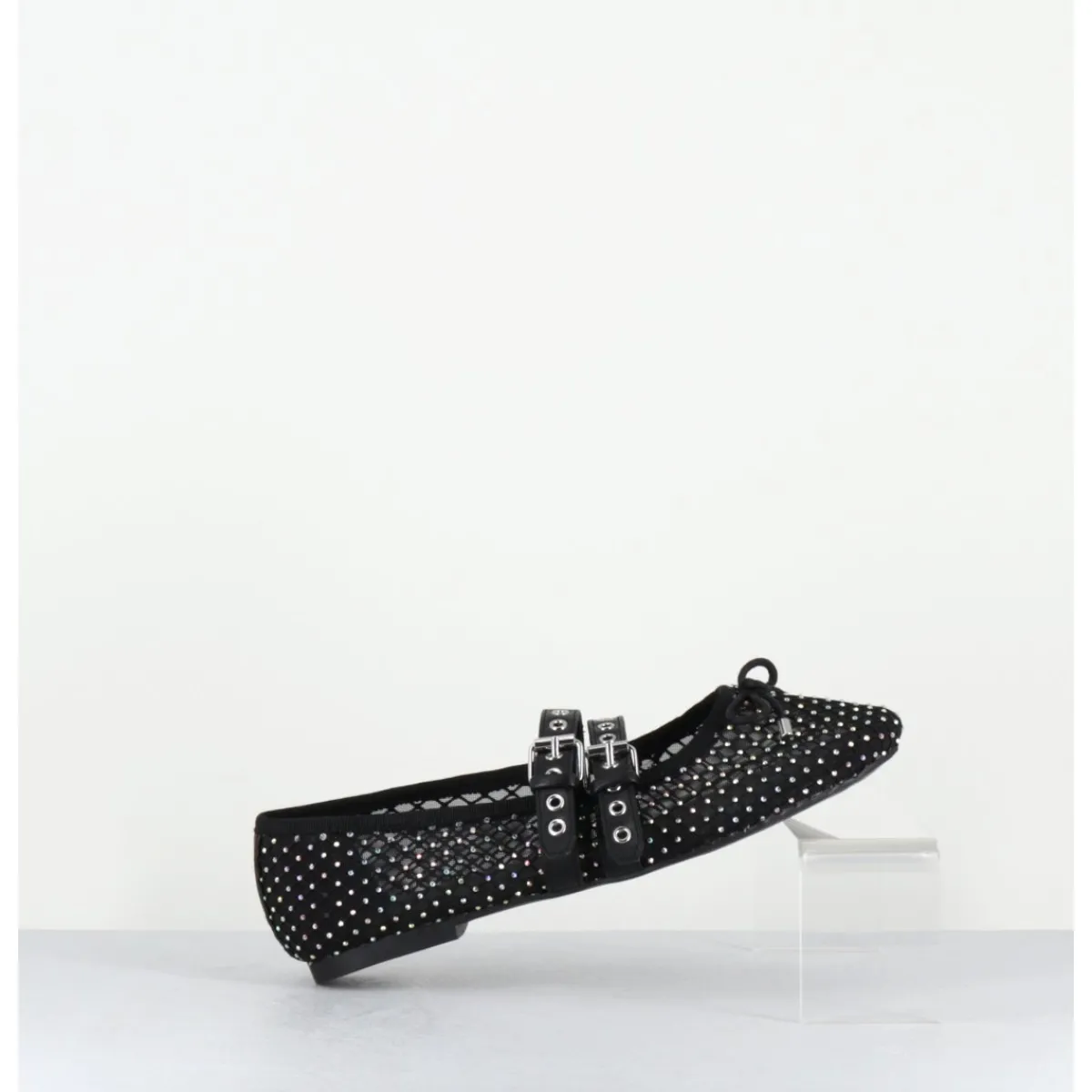 Chaussures | Ballerines^OA NON FASHION Ballerines en mesh à strass & double brides en cuir - MISTY CRISTALLO NERO NOIR