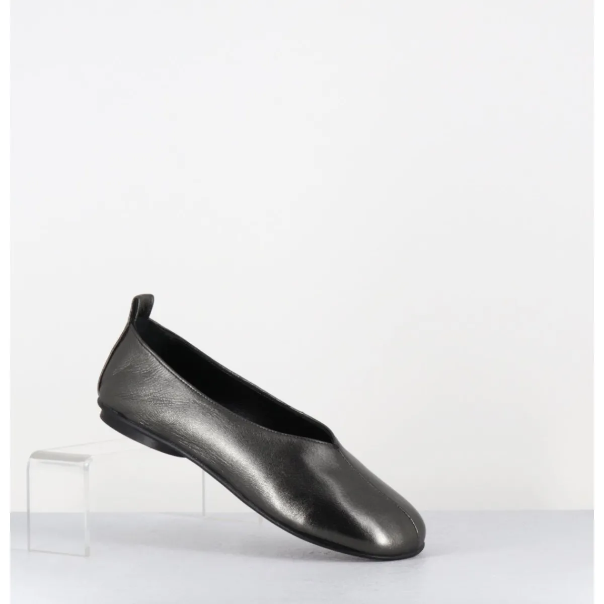 Chaussures | Ballerines^GARRICE LAB Ballerines minimalistes en cuir souple métallisé - LESTER2 LAMINATO ARGENTO ANTHRACITE