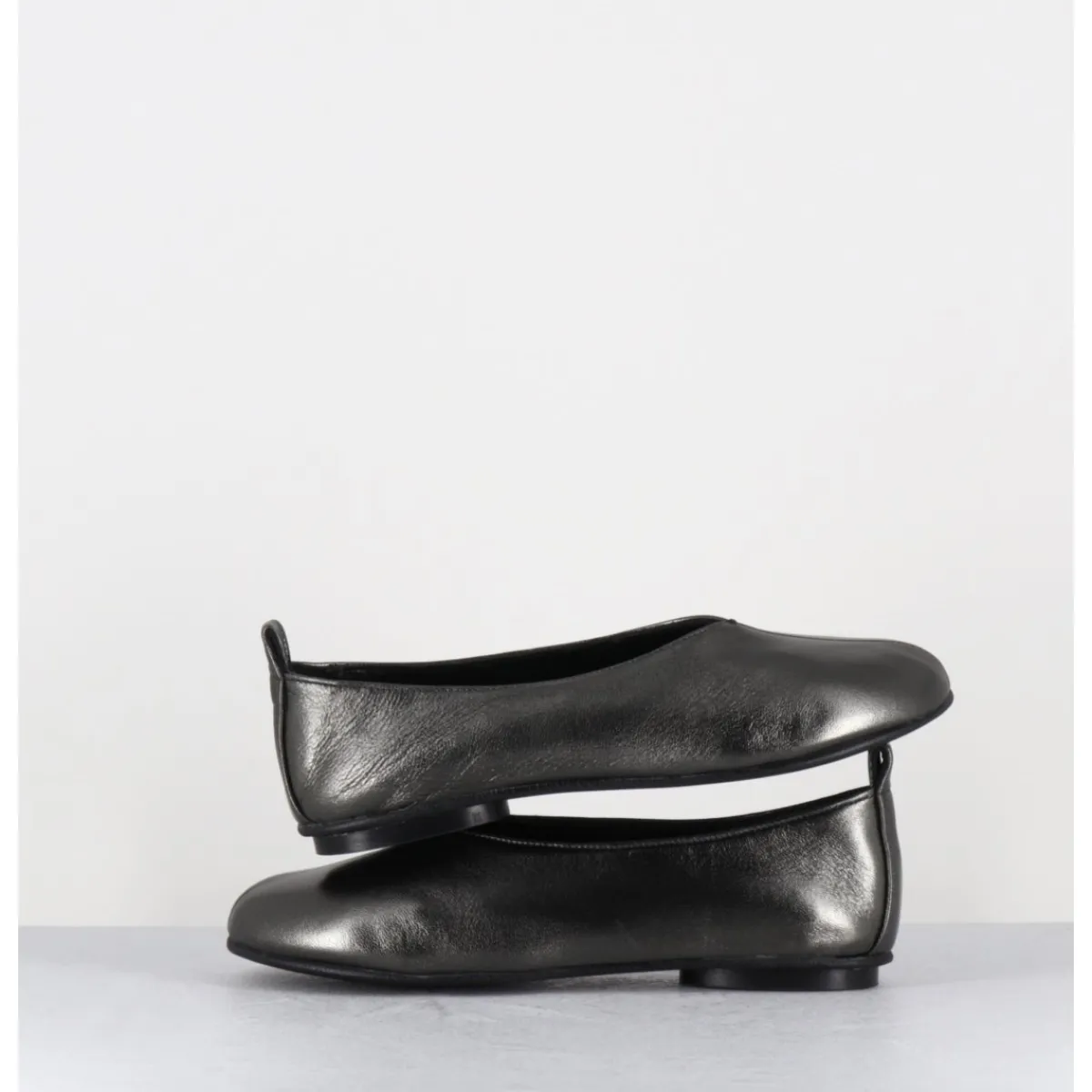 Chaussures | Ballerines^GARRICE LAB Ballerines minimalistes en cuir souple métallisé - LESTER2 LAMINATO ARGENTO ANTHRACITE