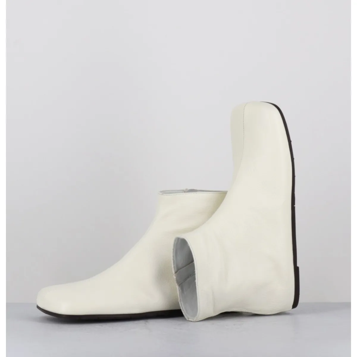 Boots^ANTONIO BARBATO Boos plates minimalistes en cuir cassé - AB1655 MADRAS AVORIO BLANC