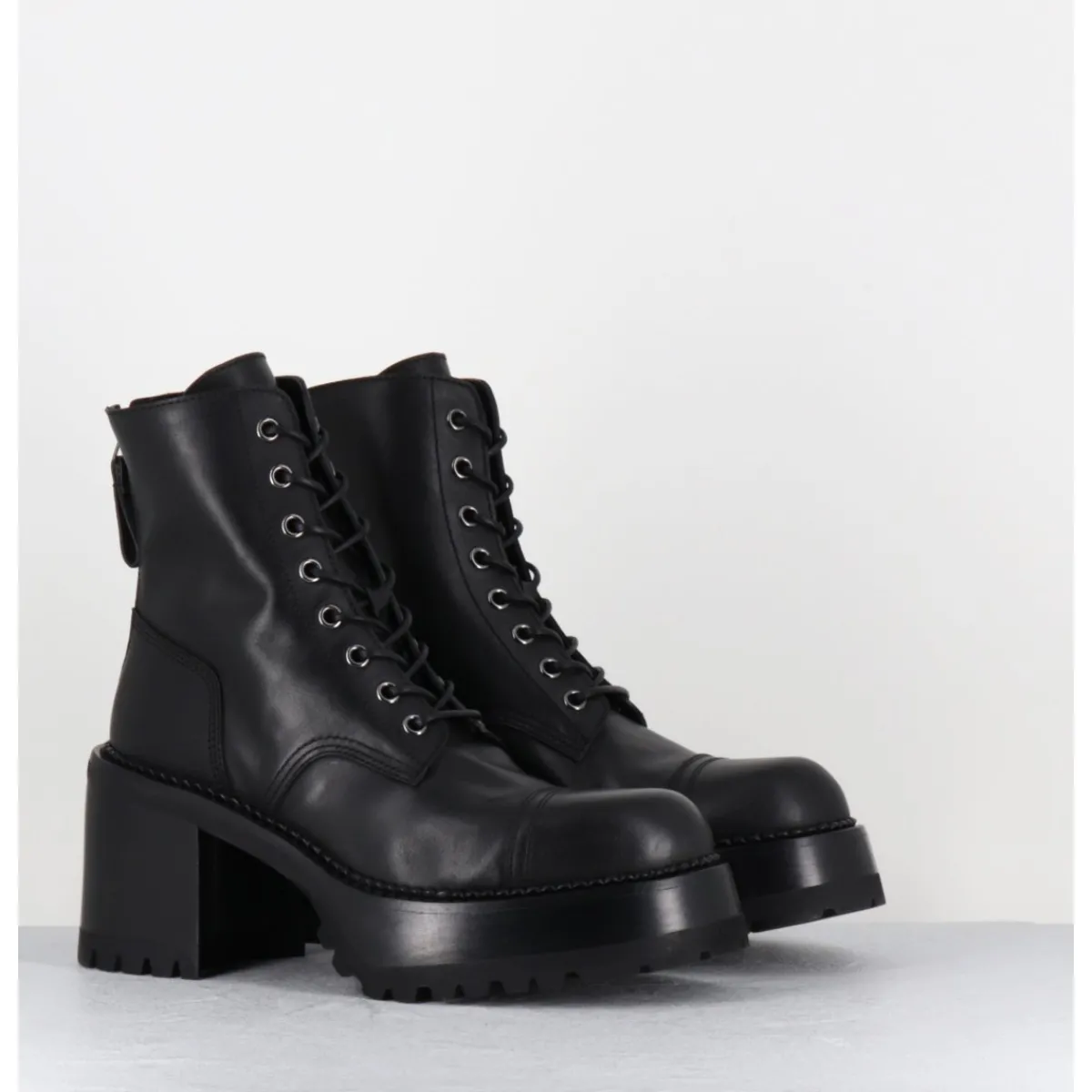 Boots^PREMIATA Boots à lacets à plateforme en cuir - M4519 GAUCHO NERO NOIR