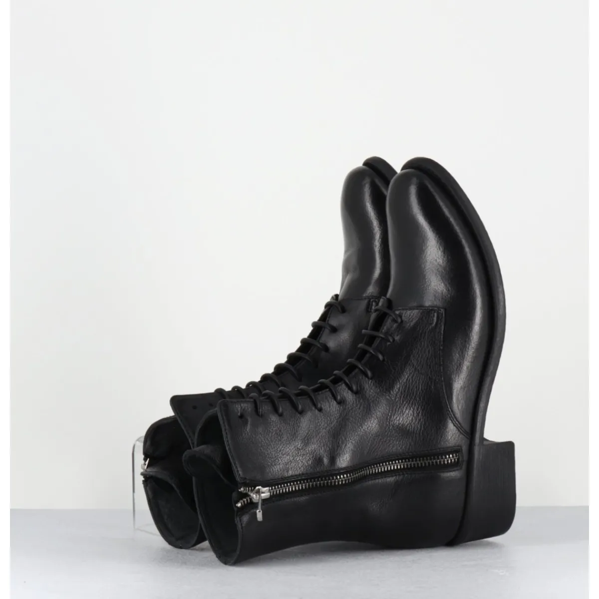 Boots^OFFICINE CREATIVE Boots à lacets en cuir zip extérieur - LISON CAOU063 NERO NOIR
