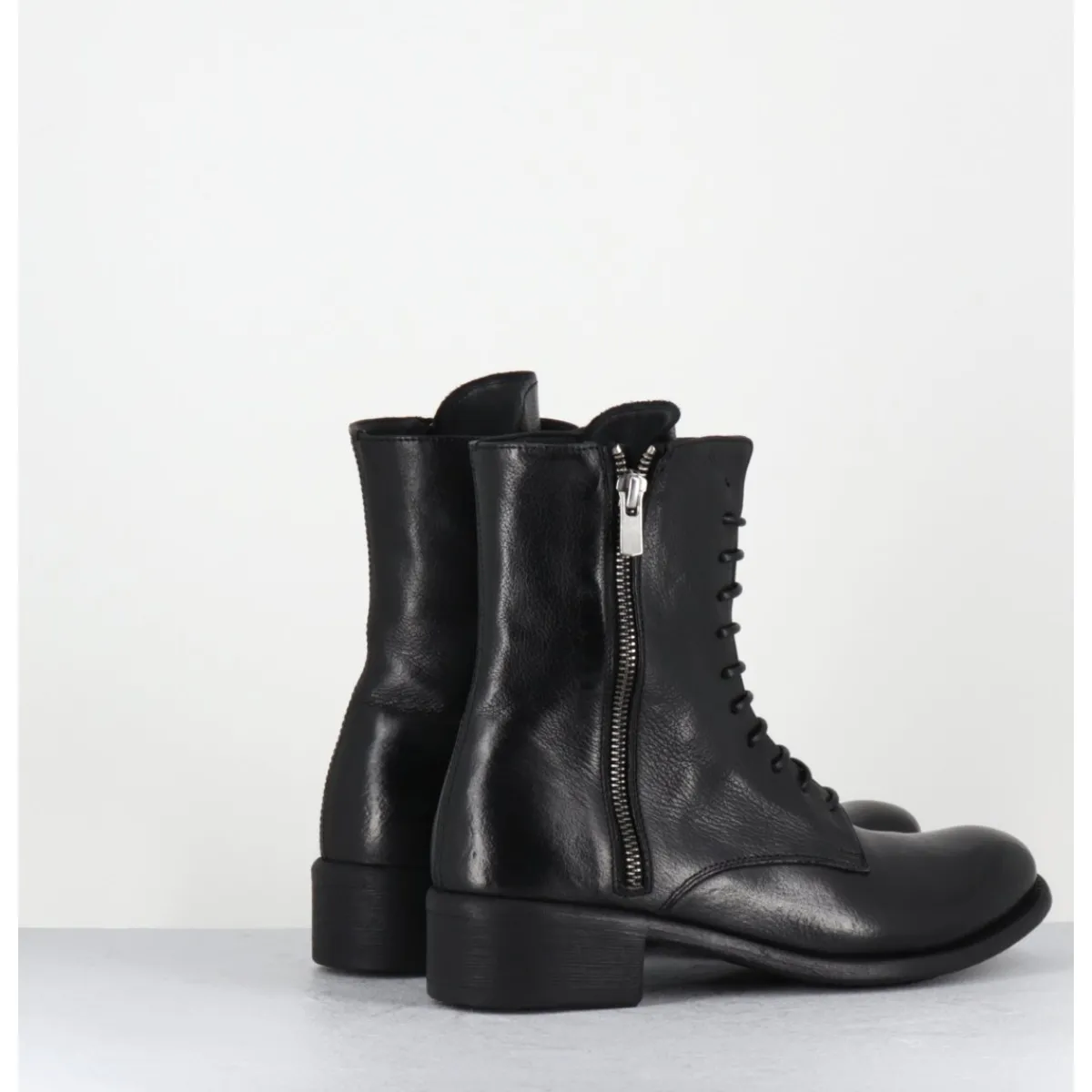 Boots^OFFICINE CREATIVE Boots à lacets en cuir zip extérieur - LISON CAOU063 NERO NOIR