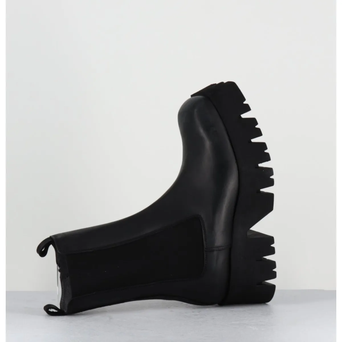 Boots^LOFINA Boots à élastique en cuir forme carré semelle légère - 4224 GAS NERO NOIR