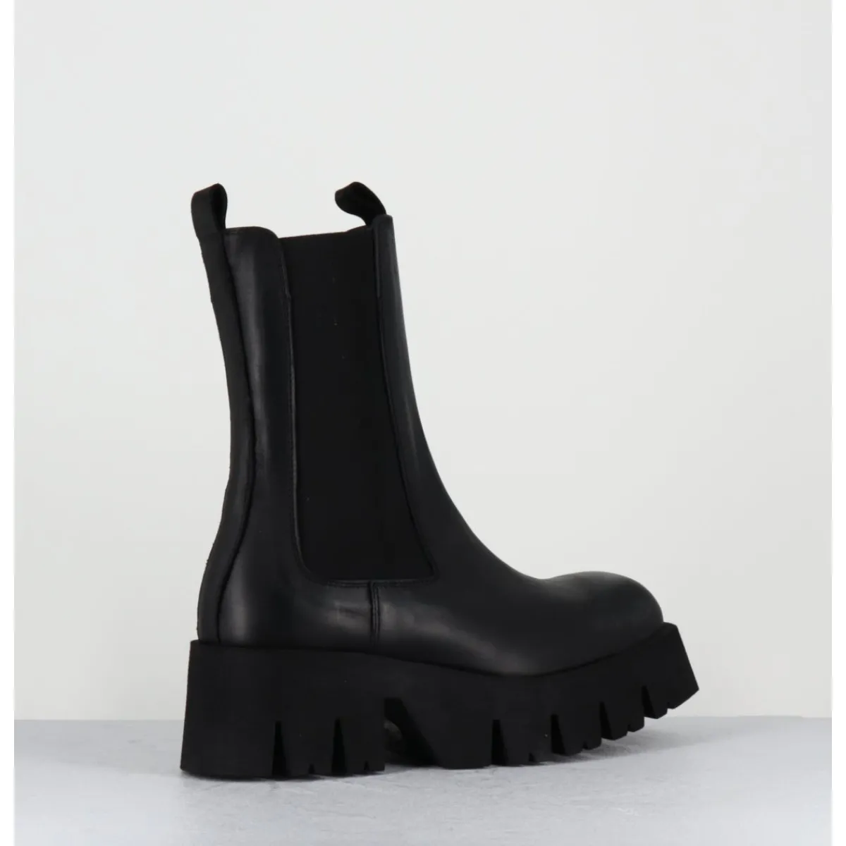 Boots^LOFINA Boots à élastique en cuir forme carré semelle légère - 4224 GAS NERO NOIR
