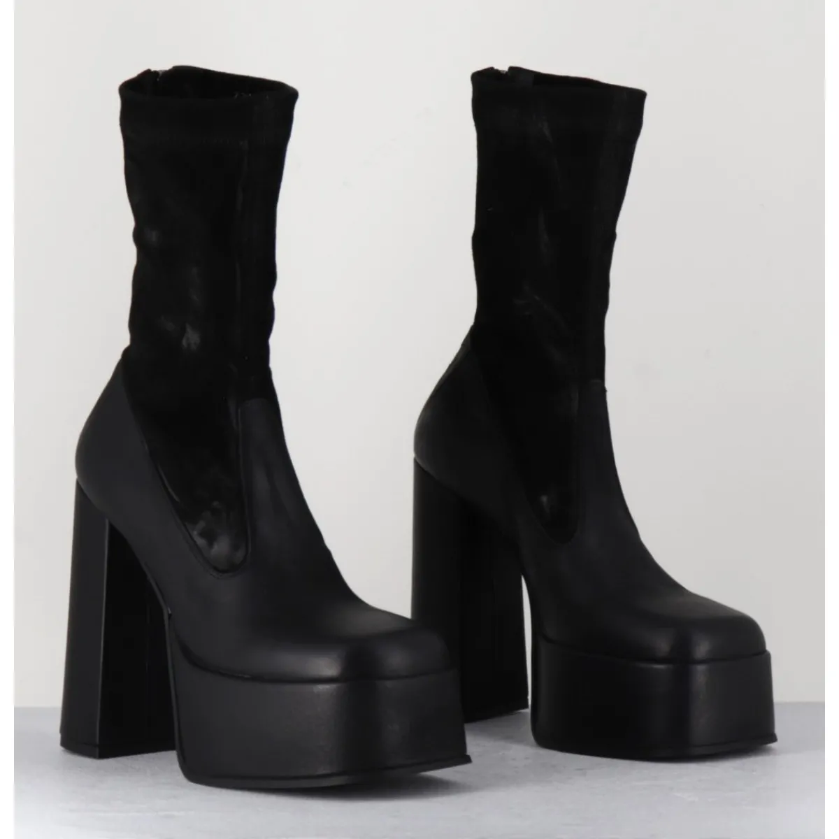 Boots | Plateformes^SORT AARHUS Boots à plateforme cuir & stretch nubuck - 3764 GAS NERO NOIR
