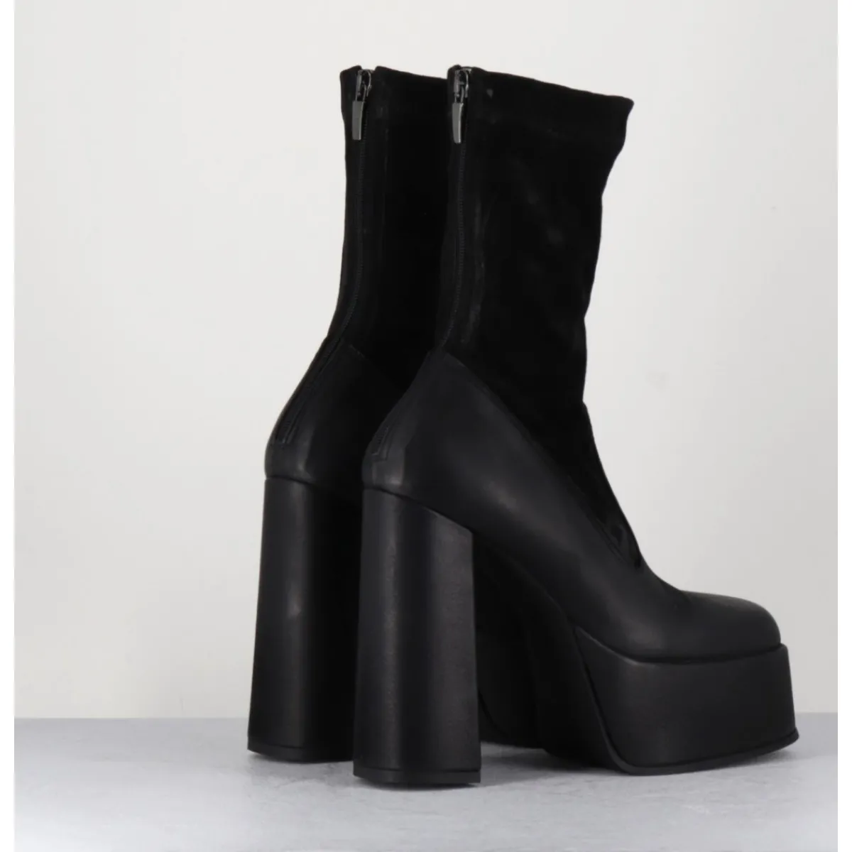 Boots | Plateformes^SORT AARHUS Boots à plateforme cuir & stretch nubuck - 3764 GAS NERO NOIR