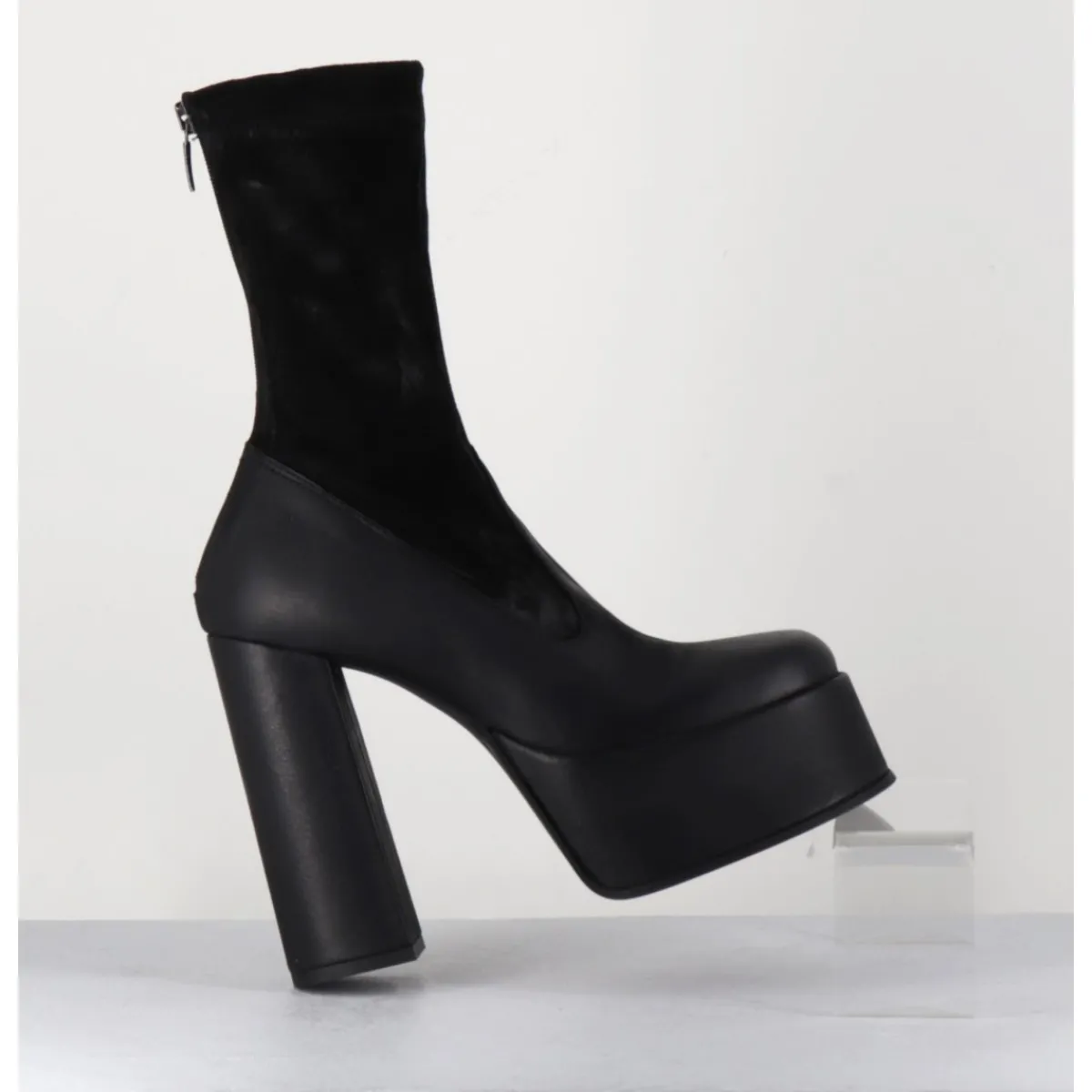Boots | Plateformes^SORT AARHUS Boots à plateforme cuir & stretch nubuck - 3764 GAS NERO NOIR
