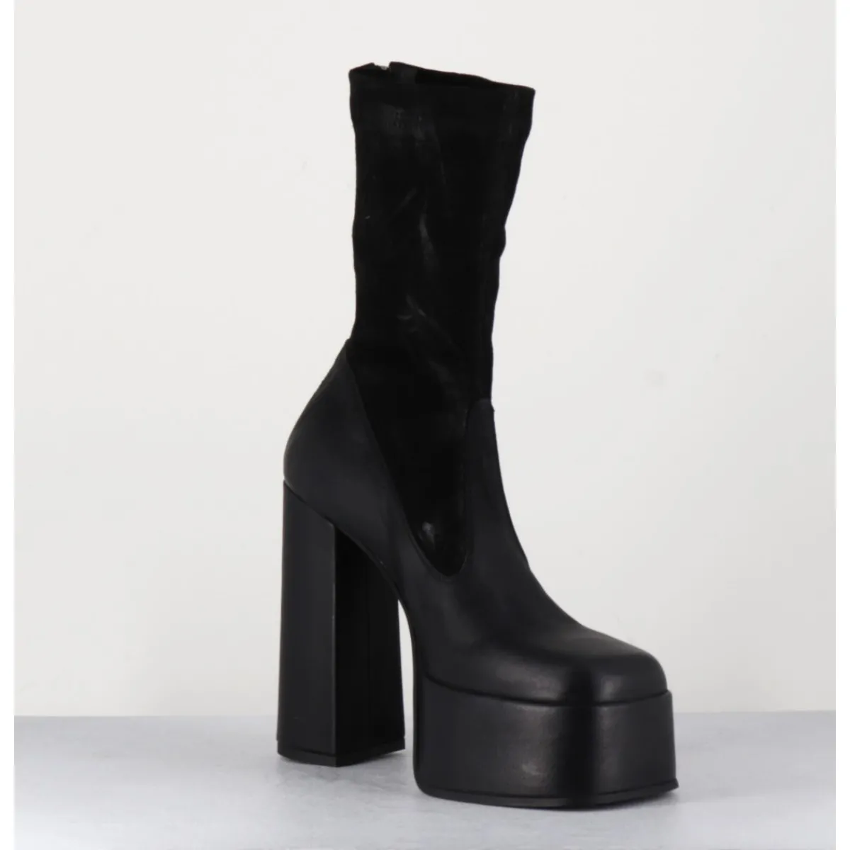 Boots | Plateformes^SORT AARHUS Boots à plateforme cuir & stretch nubuck - 3764 GAS NERO NOIR