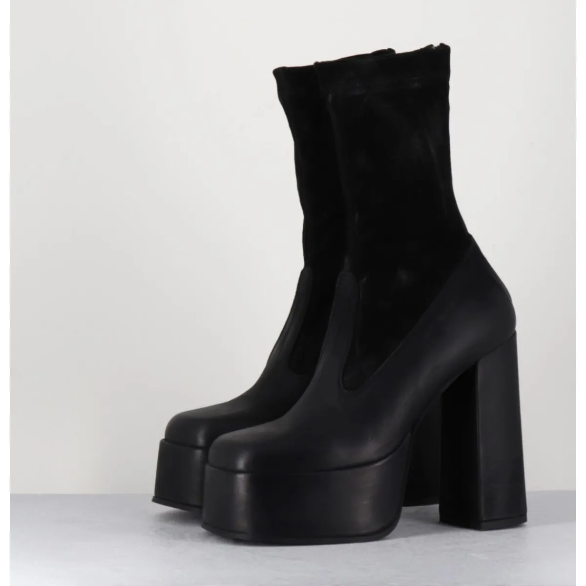 Boots | Plateformes^SORT AARHUS Boots à plateforme cuir & stretch nubuck - 3764 GAS NERO NOIR
