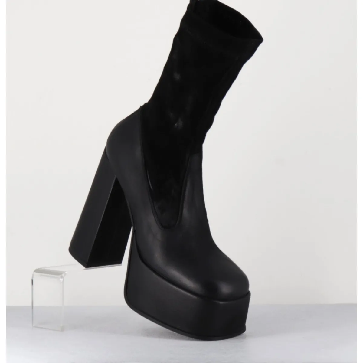 Boots | Plateformes^SORT AARHUS Boots à plateforme cuir & stretch nubuck - 3764 GAS NERO NOIR