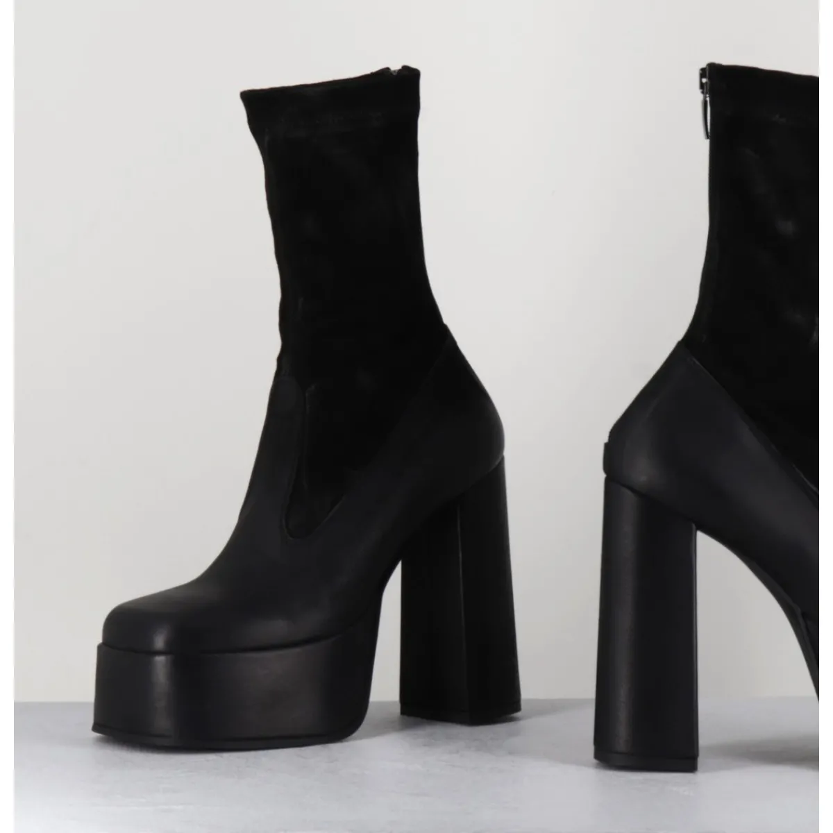 Boots | Plateformes^SORT AARHUS Boots à plateforme cuir & stretch nubuck - 3764 GAS NERO NOIR