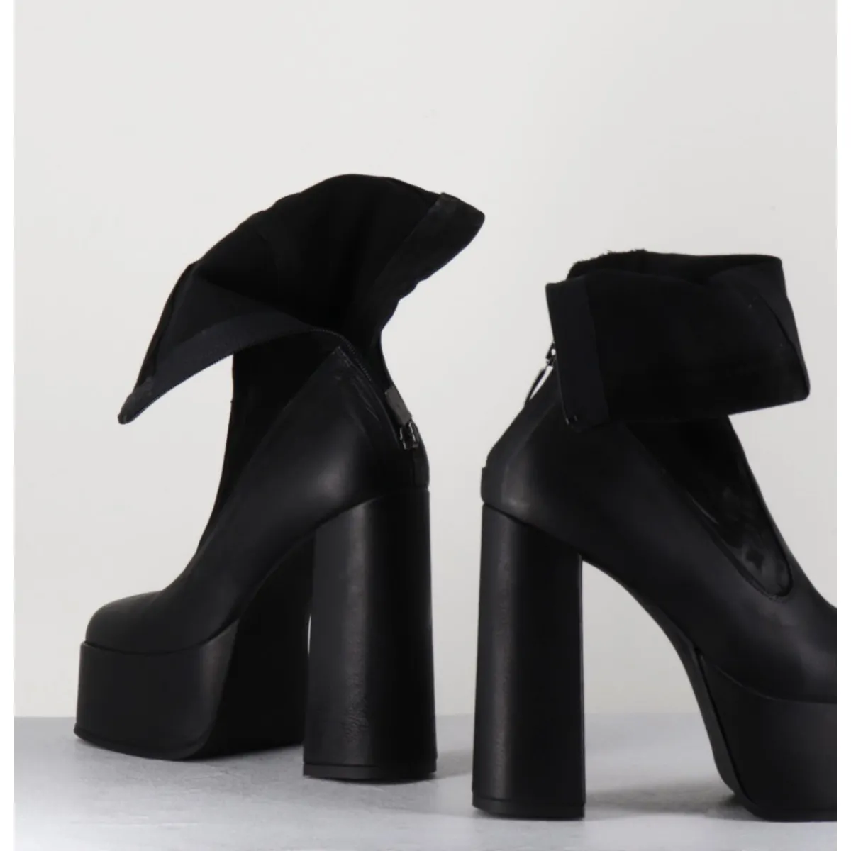 Boots | Plateformes^SORT AARHUS Boots à plateforme cuir & stretch nubuck - 3764 GAS NERO NOIR
