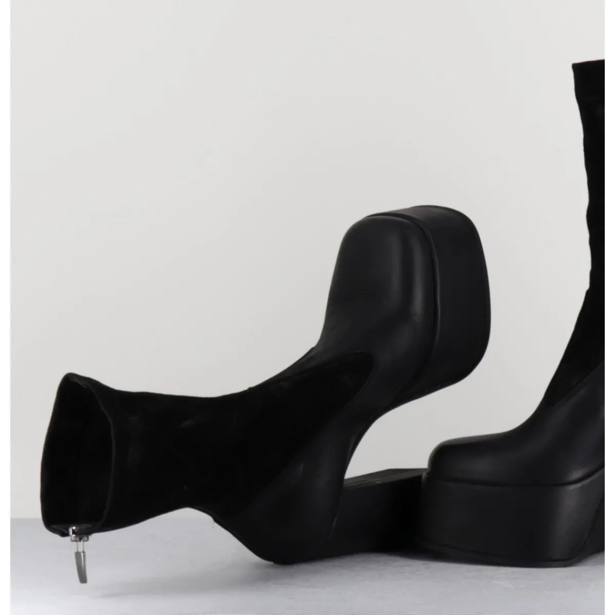 Boots | Plateformes^SORT AARHUS Boots à plateforme cuir & stretch nubuck - 3764 GAS NERO NOIR