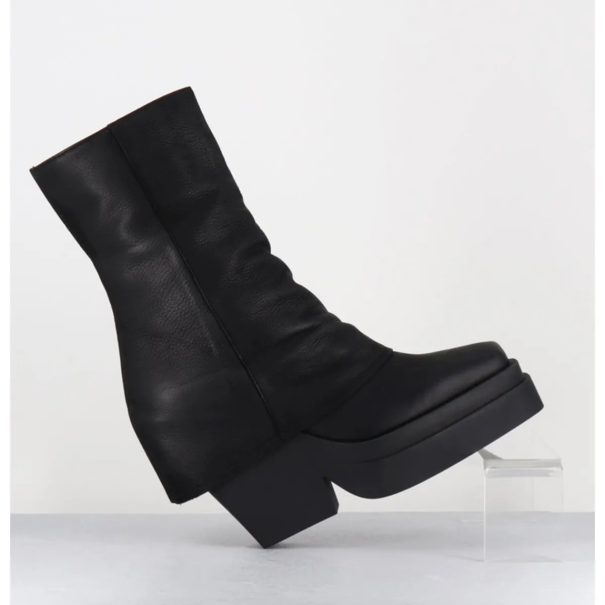 Boots | Plateformes^SORT AARHUS Boots à plateforme déstructurée en cuir gras - 6630 GAS NERO NOIR