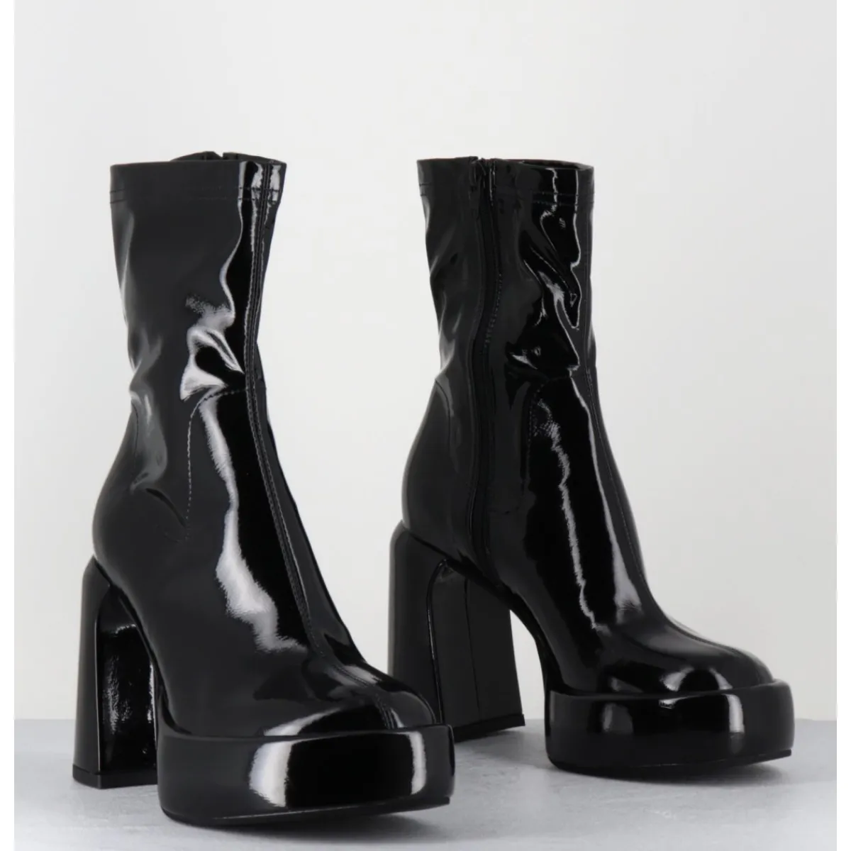 Boots | Plateformes^ELENA IACHI Boots à plateforme stretch vernis - E3527 RAIN NERO NOIR