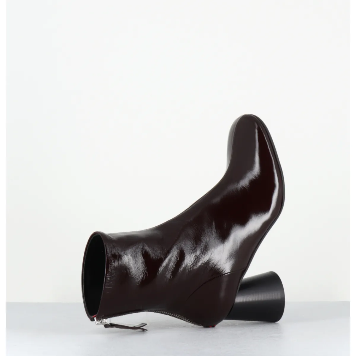 Boots^HALMANERA Boots à talon en cuir bout rond - ADA13 GLAZE T MORO MARRON