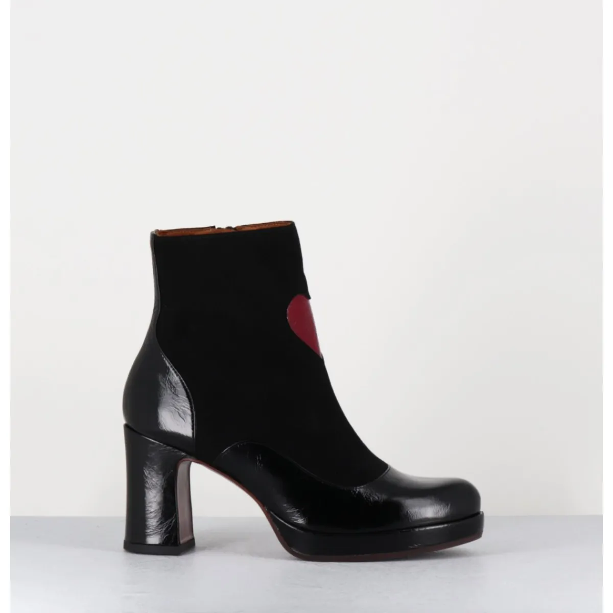 Boots^CHIE MIHARA Boots à talon en cuir & coeur rouge - DANLOV MASERATI NEGRO NOIR