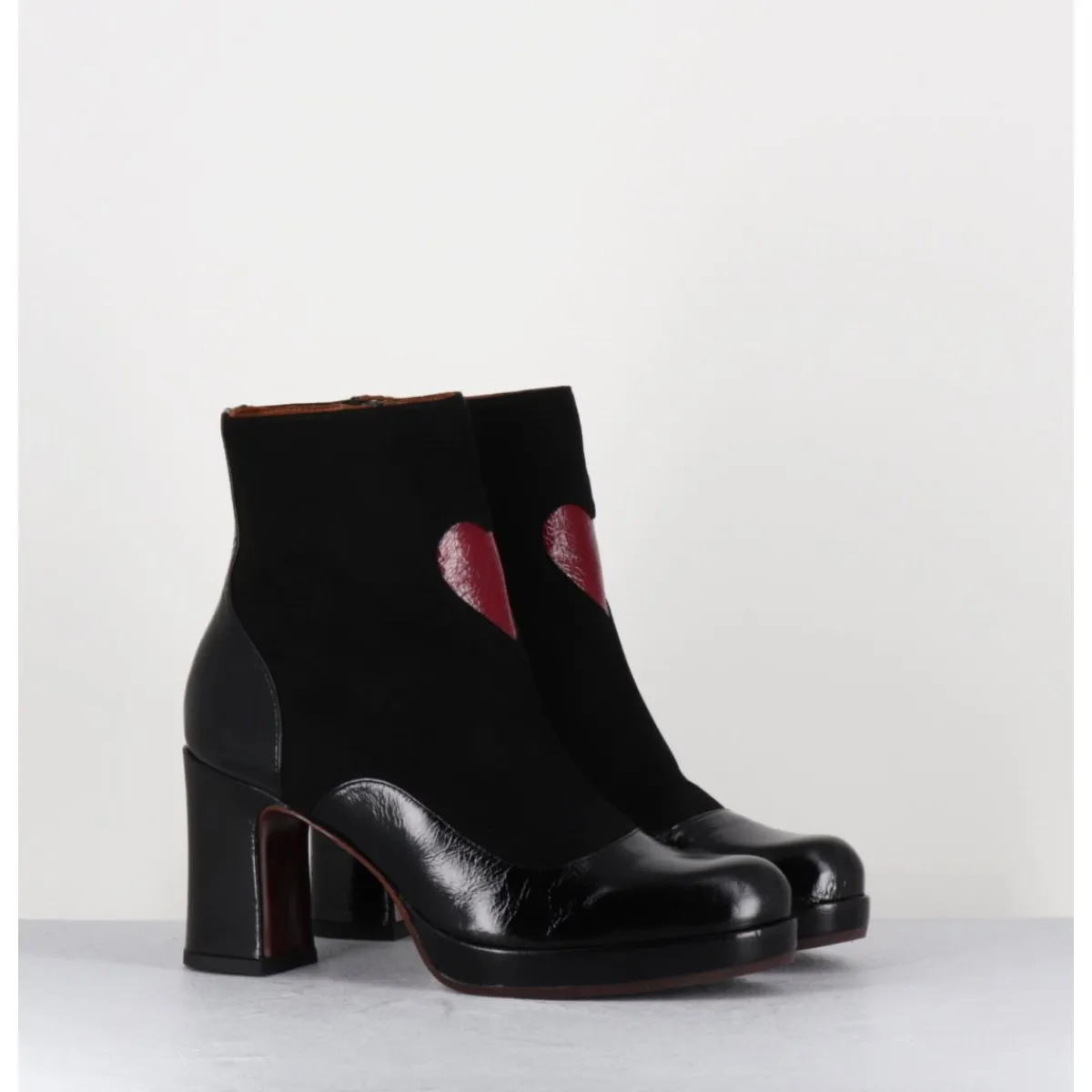 Boots^CHIE MIHARA Boots à talon en cuir & coeur rouge - DANLOV MASERATI NEGRO NOIR