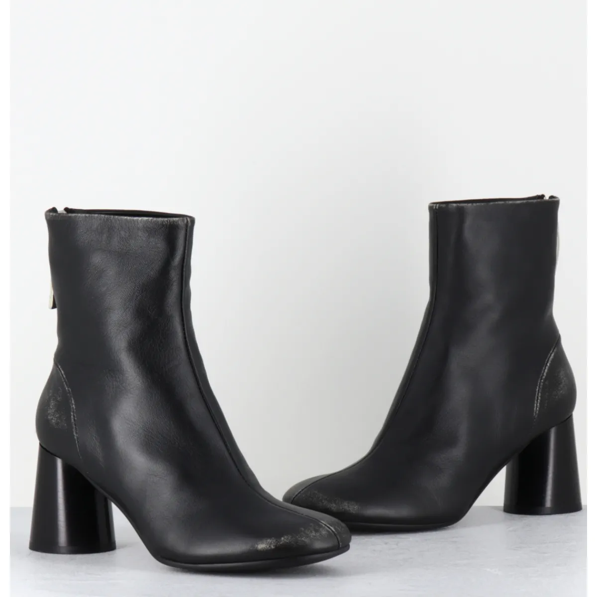 Boots^HALMANERA Boots à talon haut en cuir usé - ADA13 NIGER SHADE NOIR