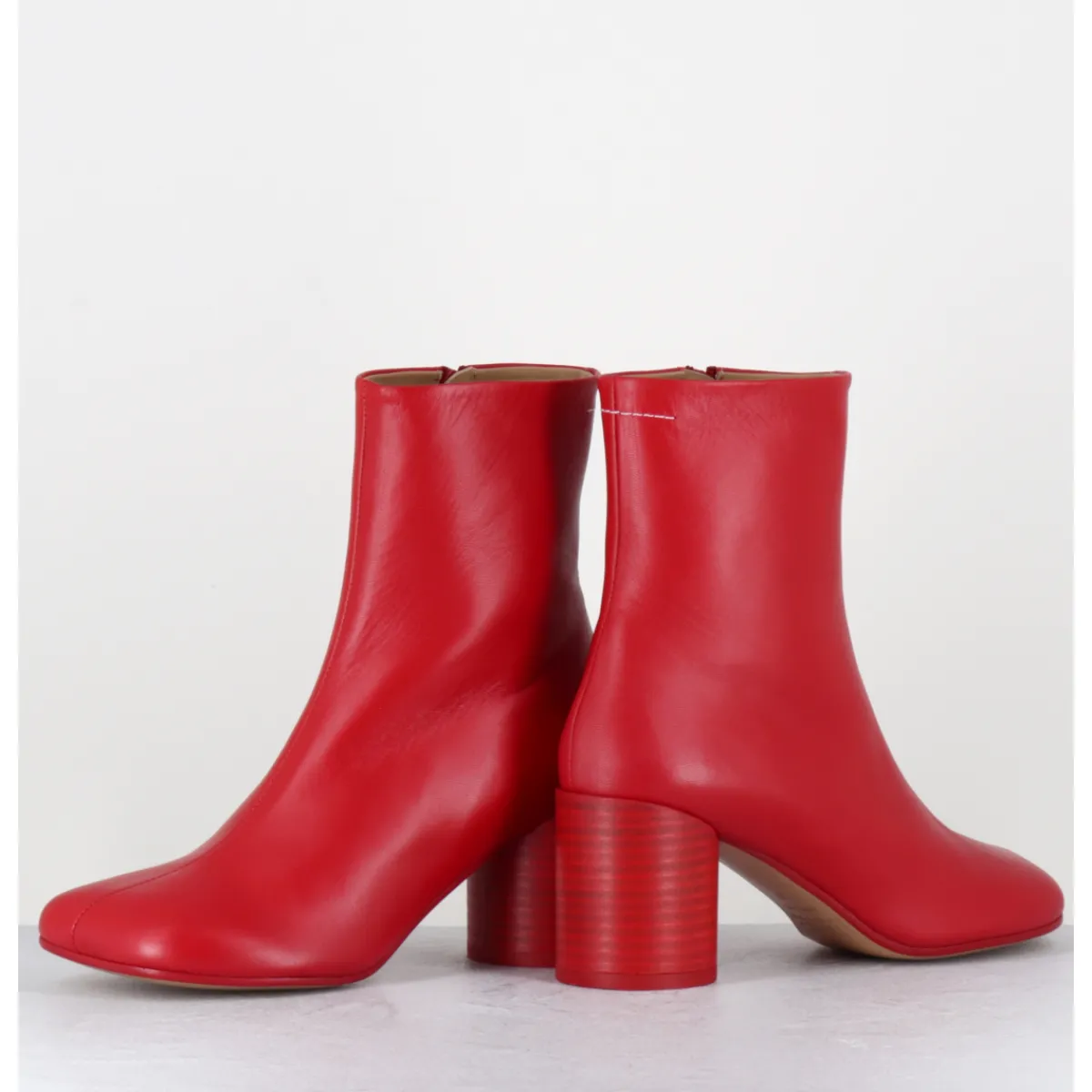 Boots^MM6 MAISON MARGIELA Boots anatomiques en cuir - S59WU0235 T4032 ROUGE