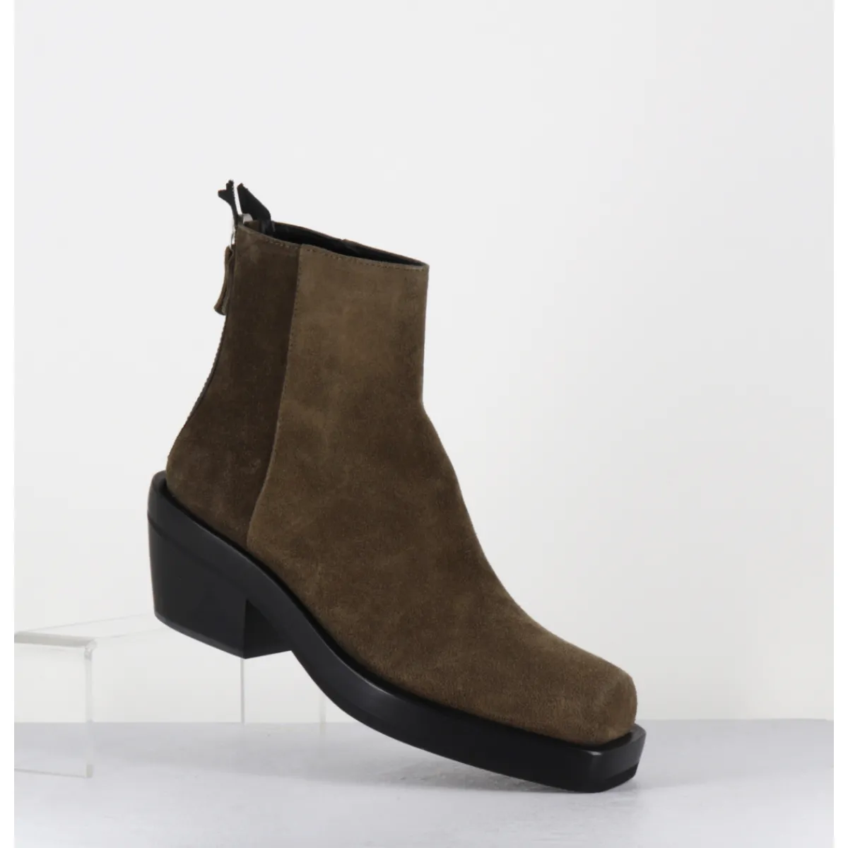 Boots | Santiags^AGL Boots bikers courtes en daim kaki - MOTA FERGUS FOREST