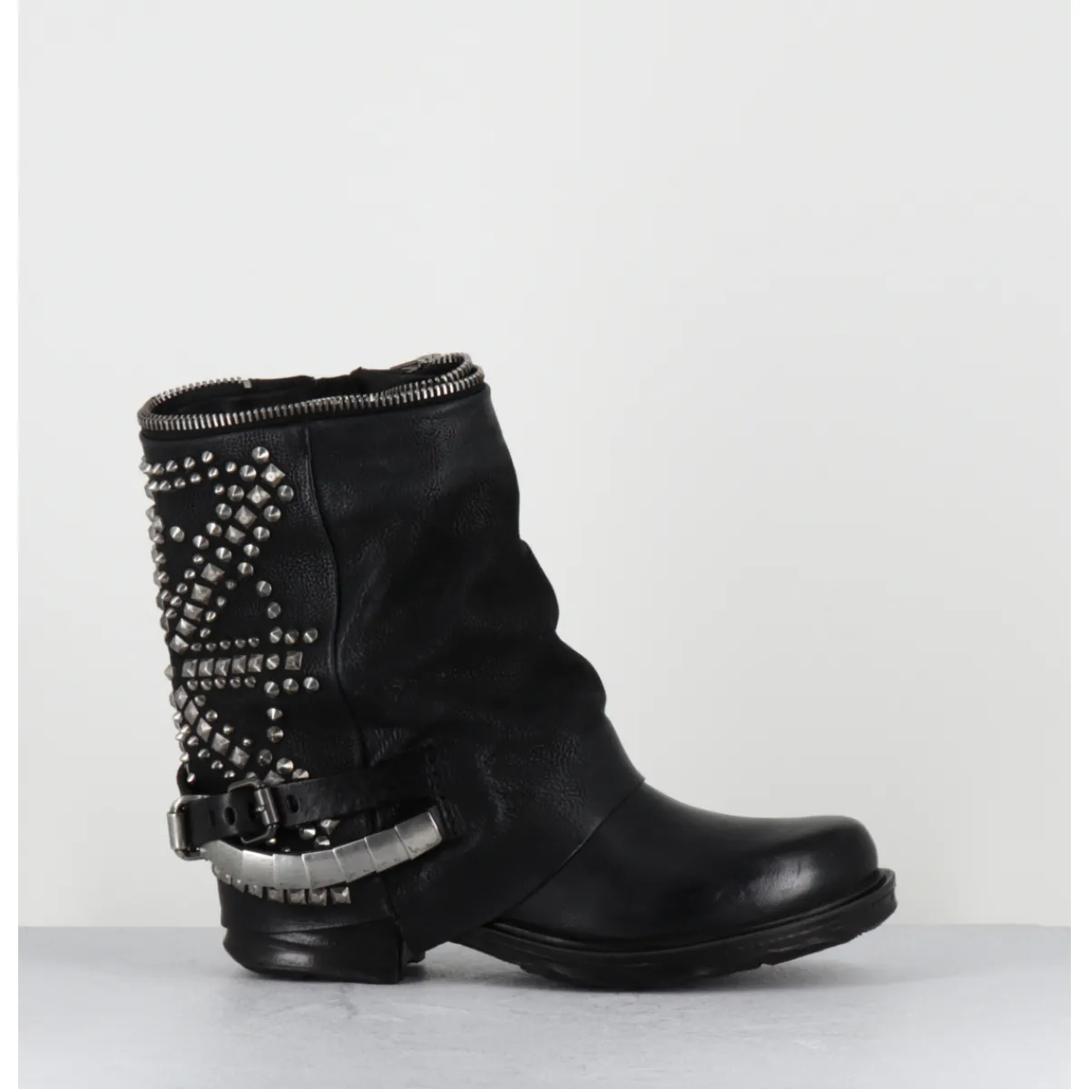 Boots | Bikers^A.S.98 Boots bikers cuir clous rock - 259216 NERO NOIR