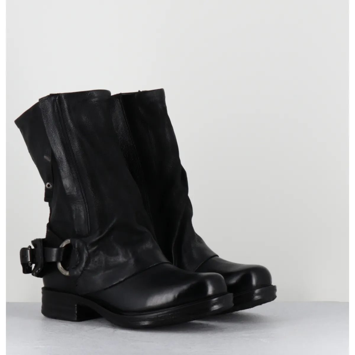 Boots | Bikers^A.S.98 Boots bikers cuir double zip - 259214 NERO NOIR