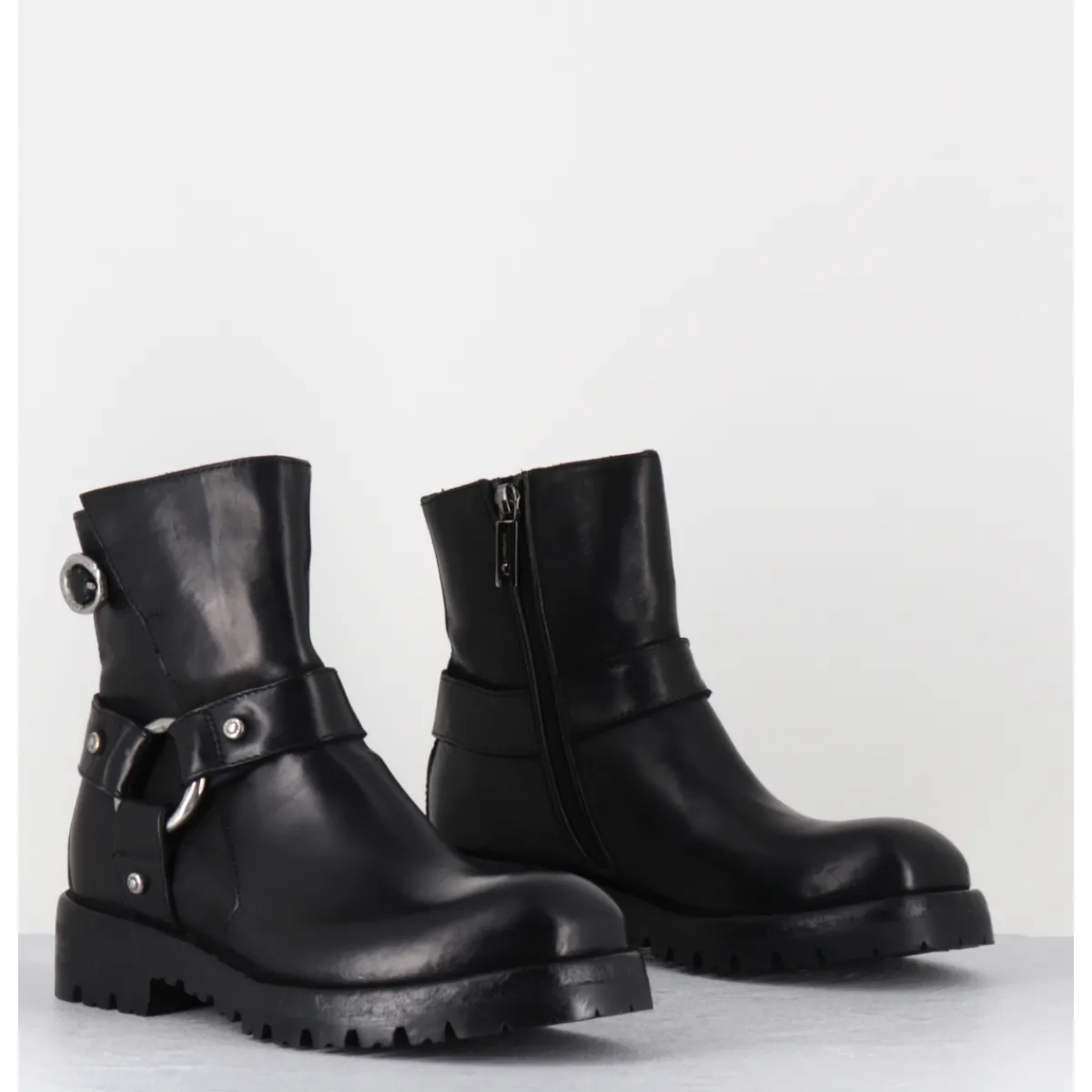 Boots | Bikers^LEMARGO Boots bikers en cuir - BM11A CORDOVAN NERO NOIR