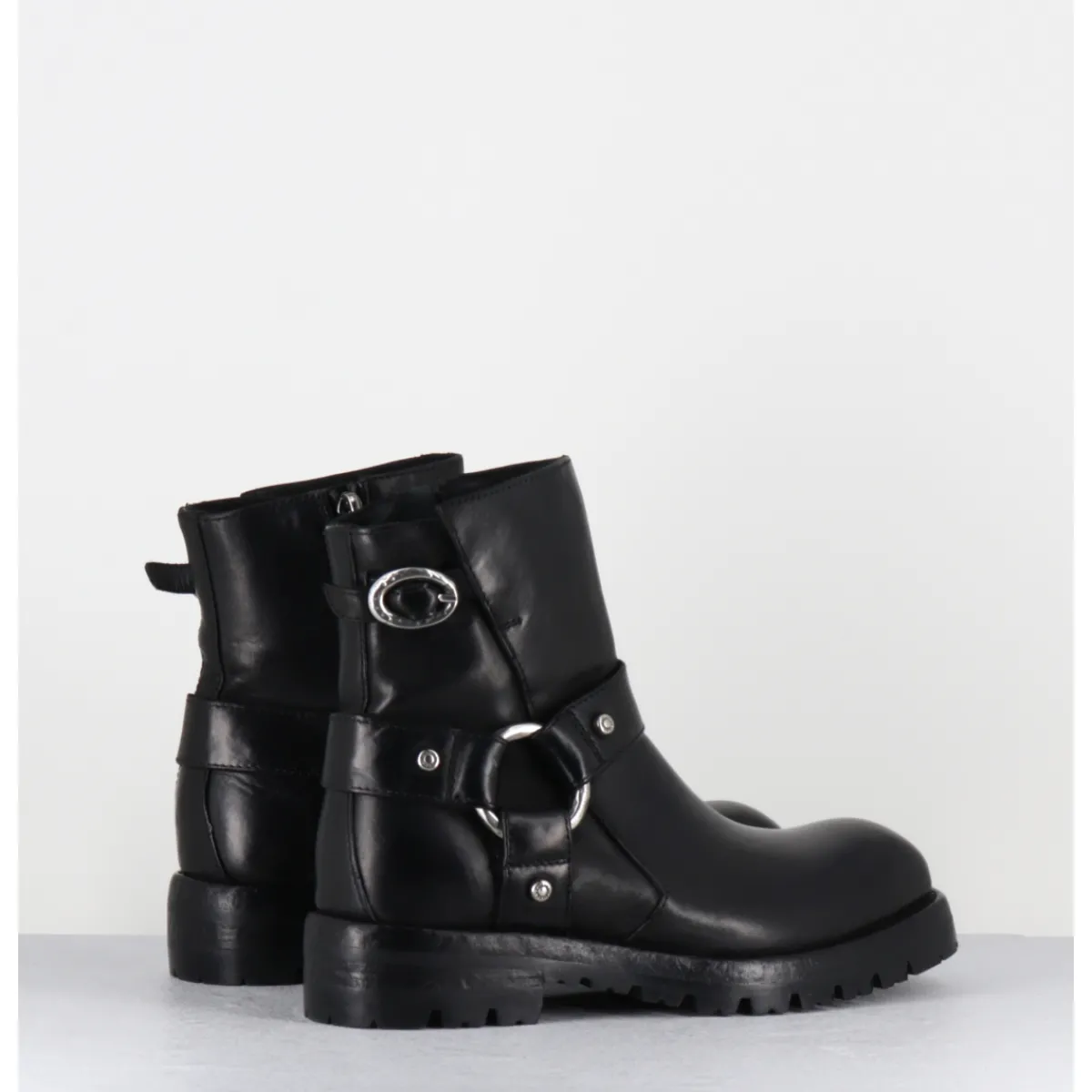 Boots | Bikers^LEMARGO Boots bikers en cuir - BM11A CORDOVAN NERO NOIR