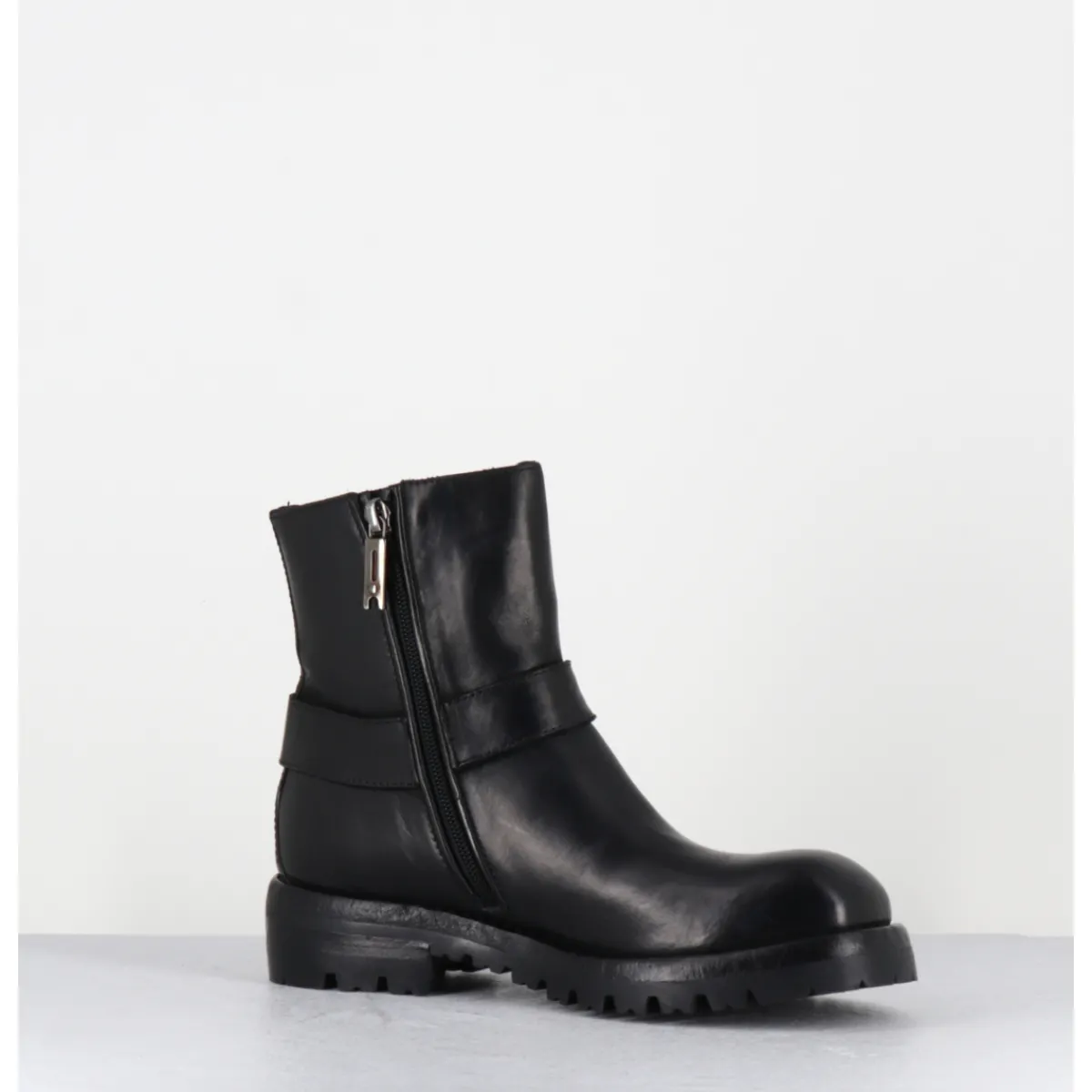 Boots | Bikers^LEMARGO Boots bikers en cuir - BM11A CORDOVAN NERO NOIR