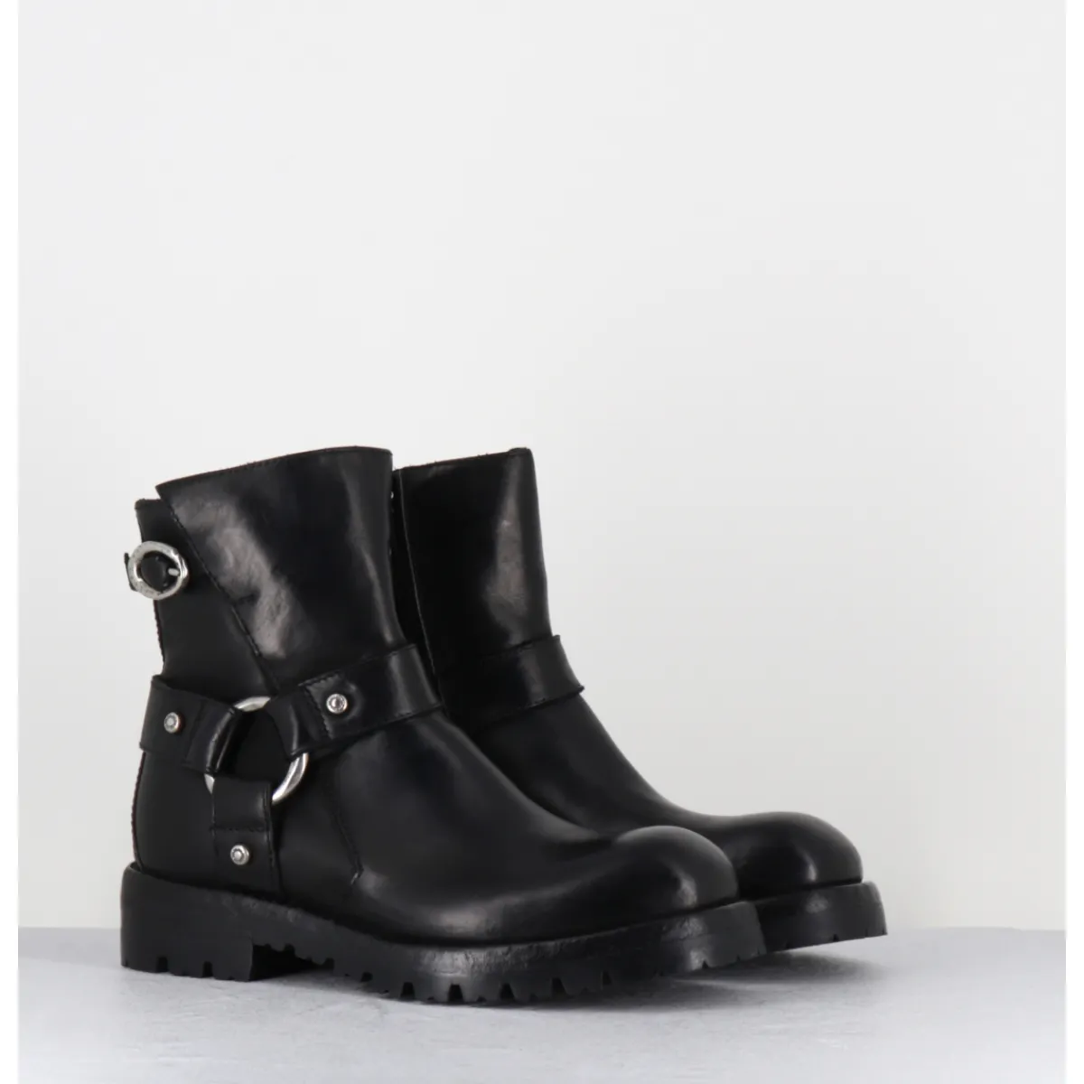 Boots | Bikers^LEMARGO Boots bikers en cuir - BM11A CORDOVAN NERO NOIR