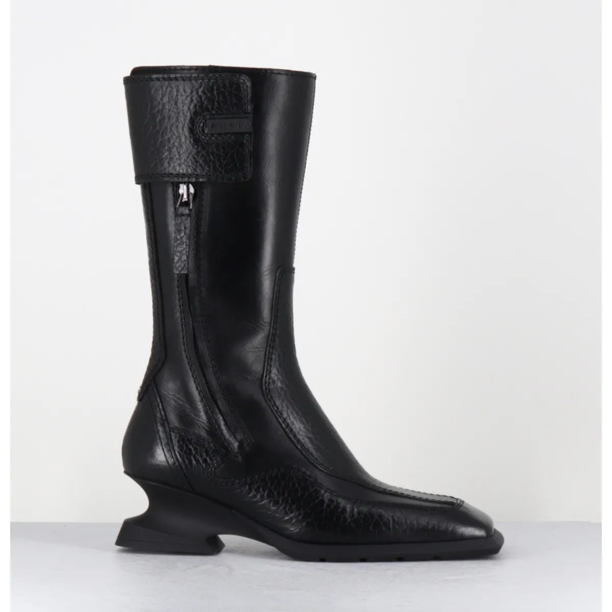 Boots | Bikers^MIISTA Boots bi-matière cuir talon destructuré - CORI BLACK BOOTS NOIR