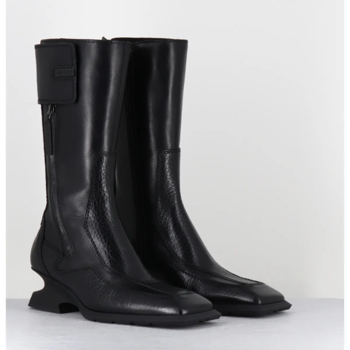 Boots | Bikers^MIISTA Boots bi-matière cuir talon destructuré - CORI BLACK BOOTS NOIR