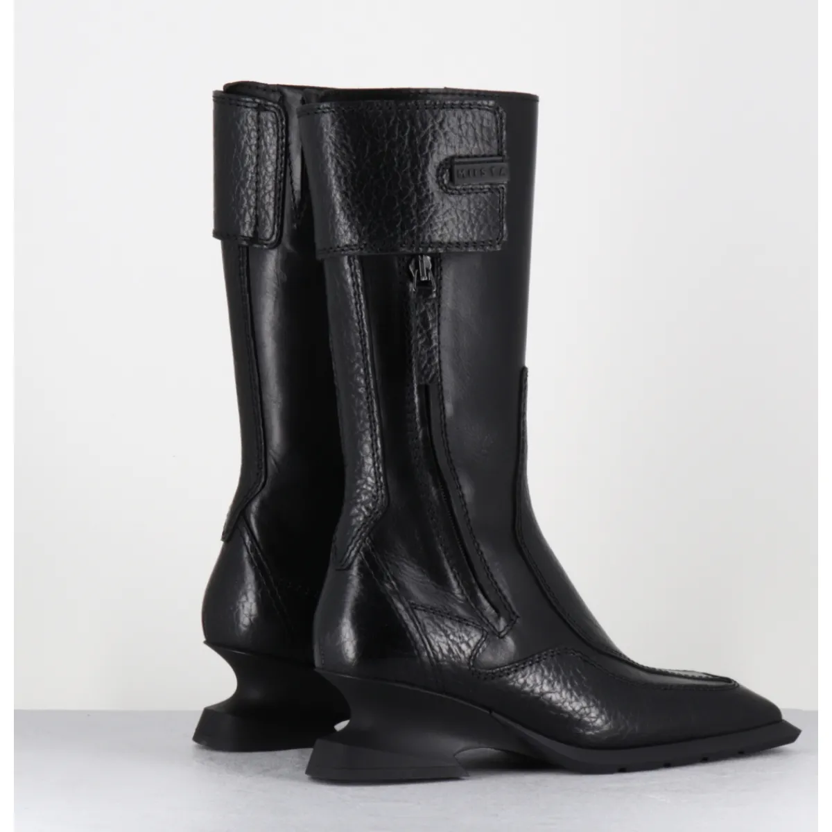 Boots | Bikers^MIISTA Boots bi-matière cuir talon destructuré - CORI BLACK BOOTS NOIR
