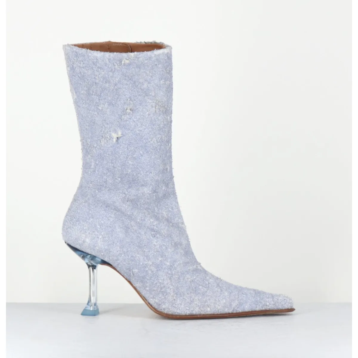 Boots^MIISTA Boots boit pointu en cuir effet jean distressed & talon plexi - MARCELA DENIM BOOTS JEANS