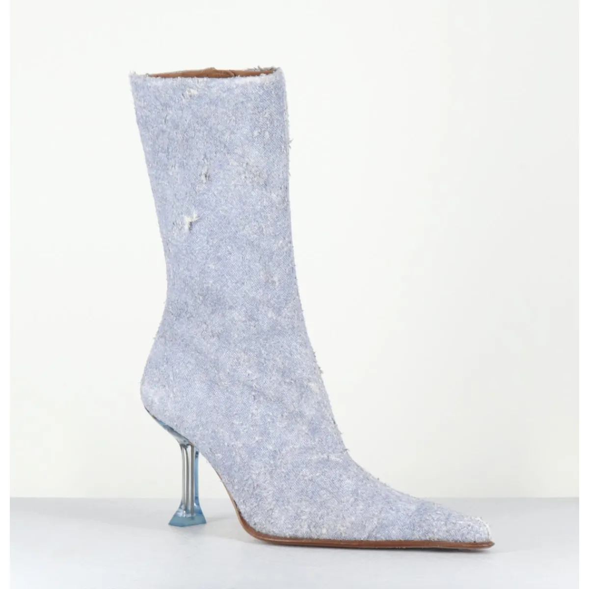 Boots^MIISTA Boots boit pointu en cuir effet jean distressed & talon plexi - MARCELA DENIM BOOTS JEANS