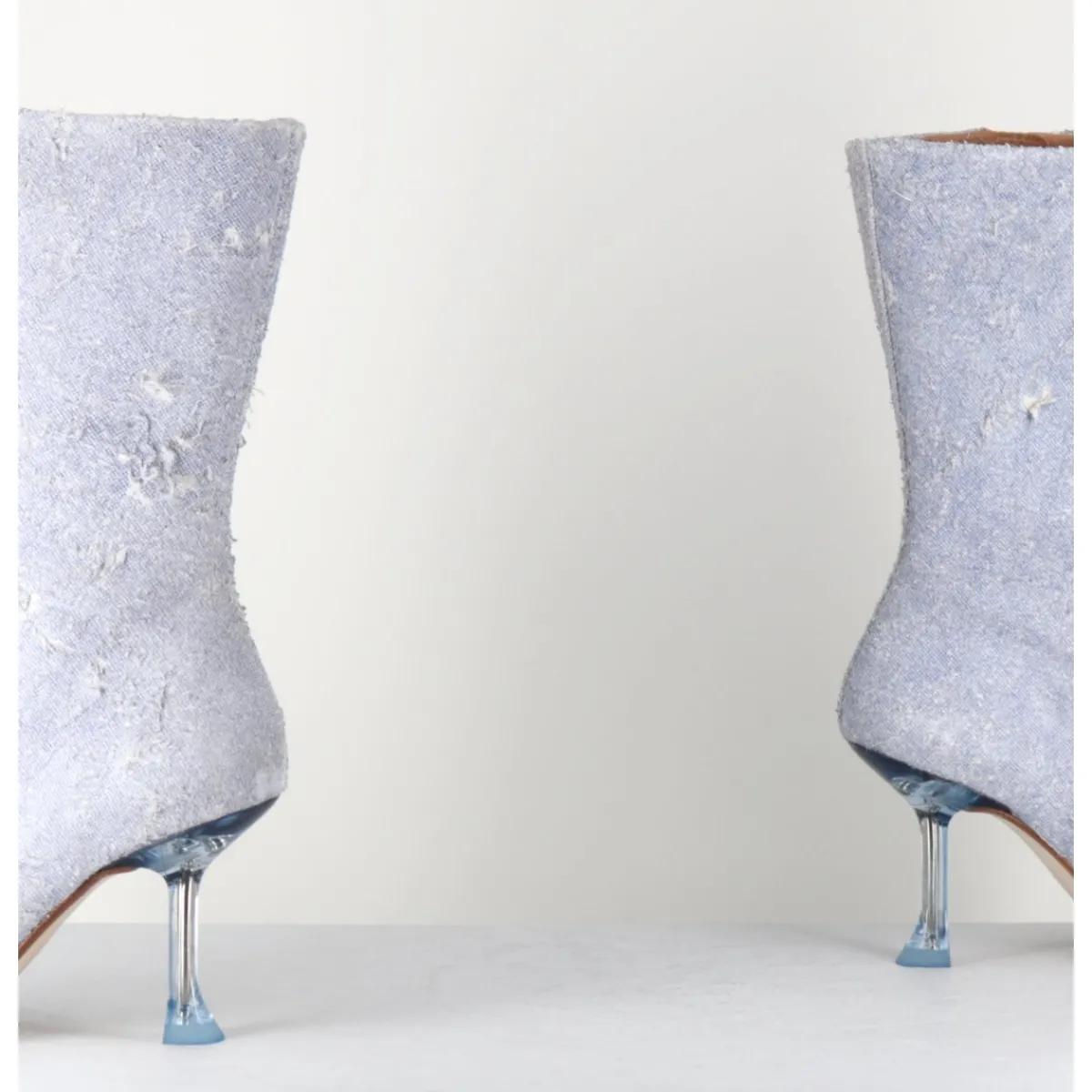 Boots^MIISTA Boots boit pointu en cuir effet jean distressed & talon plexi - MARCELA DENIM BOOTS JEANS