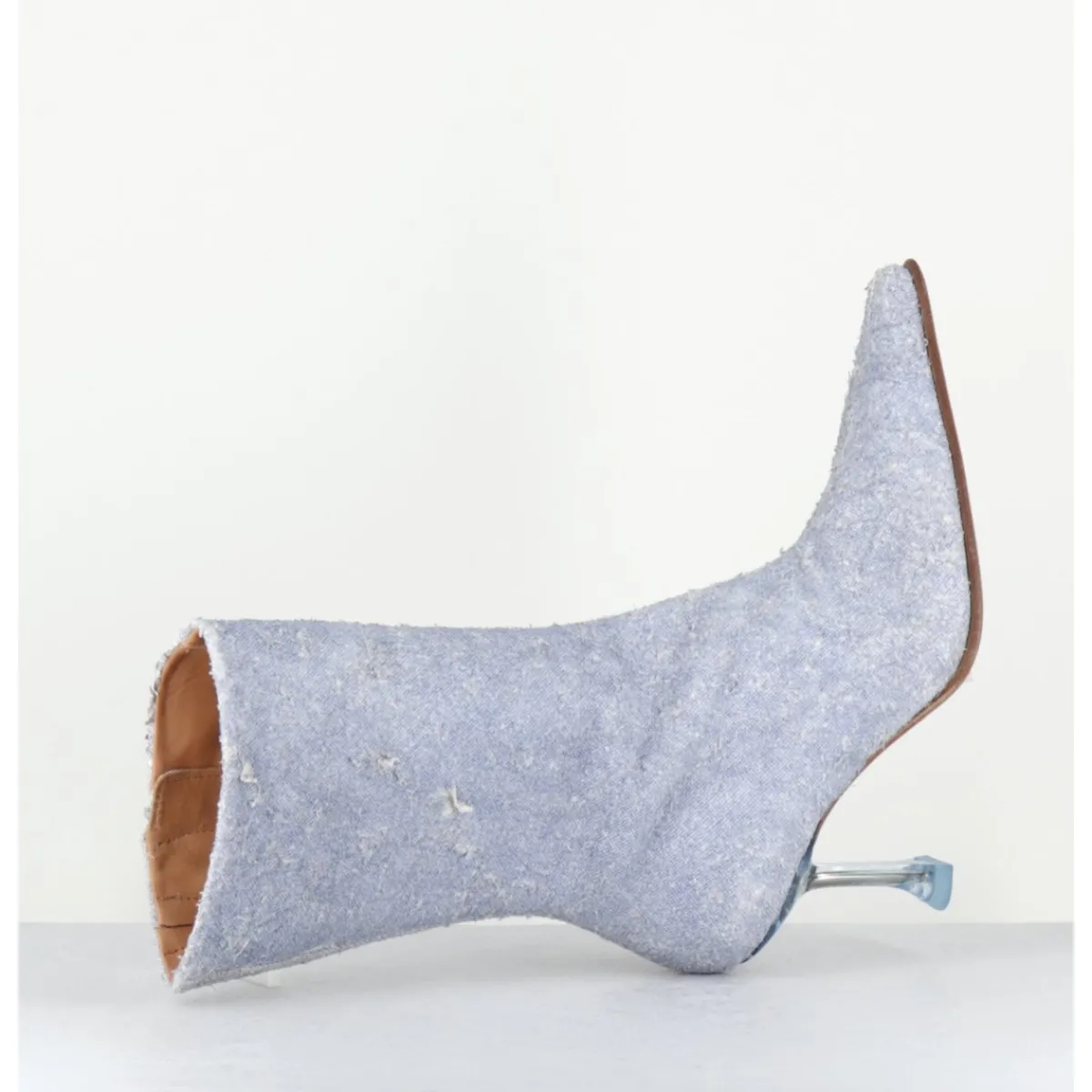 Boots^MIISTA Boots boit pointu en cuir effet jean distressed & talon plexi - MARCELA DENIM BOOTS JEANS