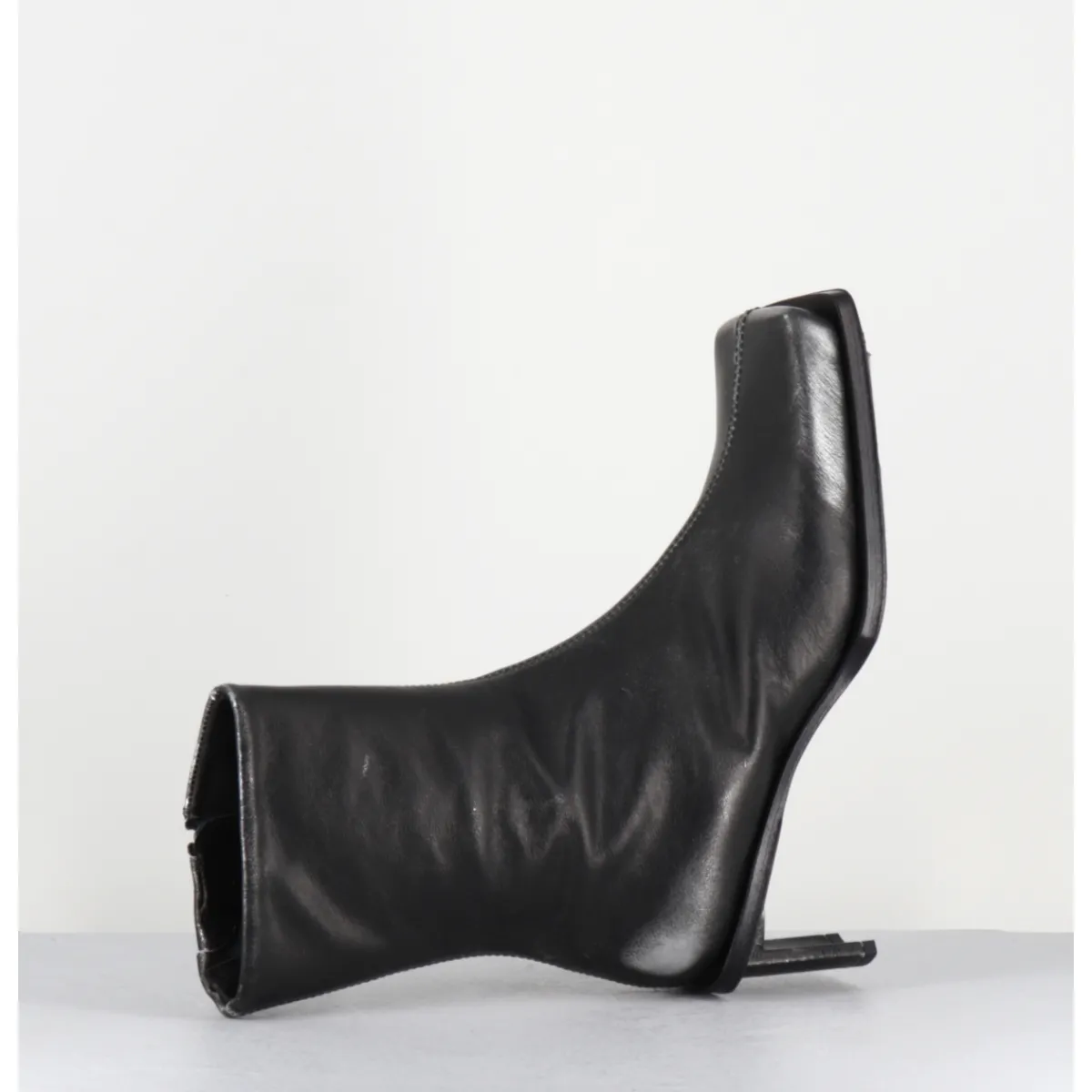 Boots^MIISTA Boots bout carré en cuir argent petit talon - BRENDA BRUSH METAL ANTHRACITE