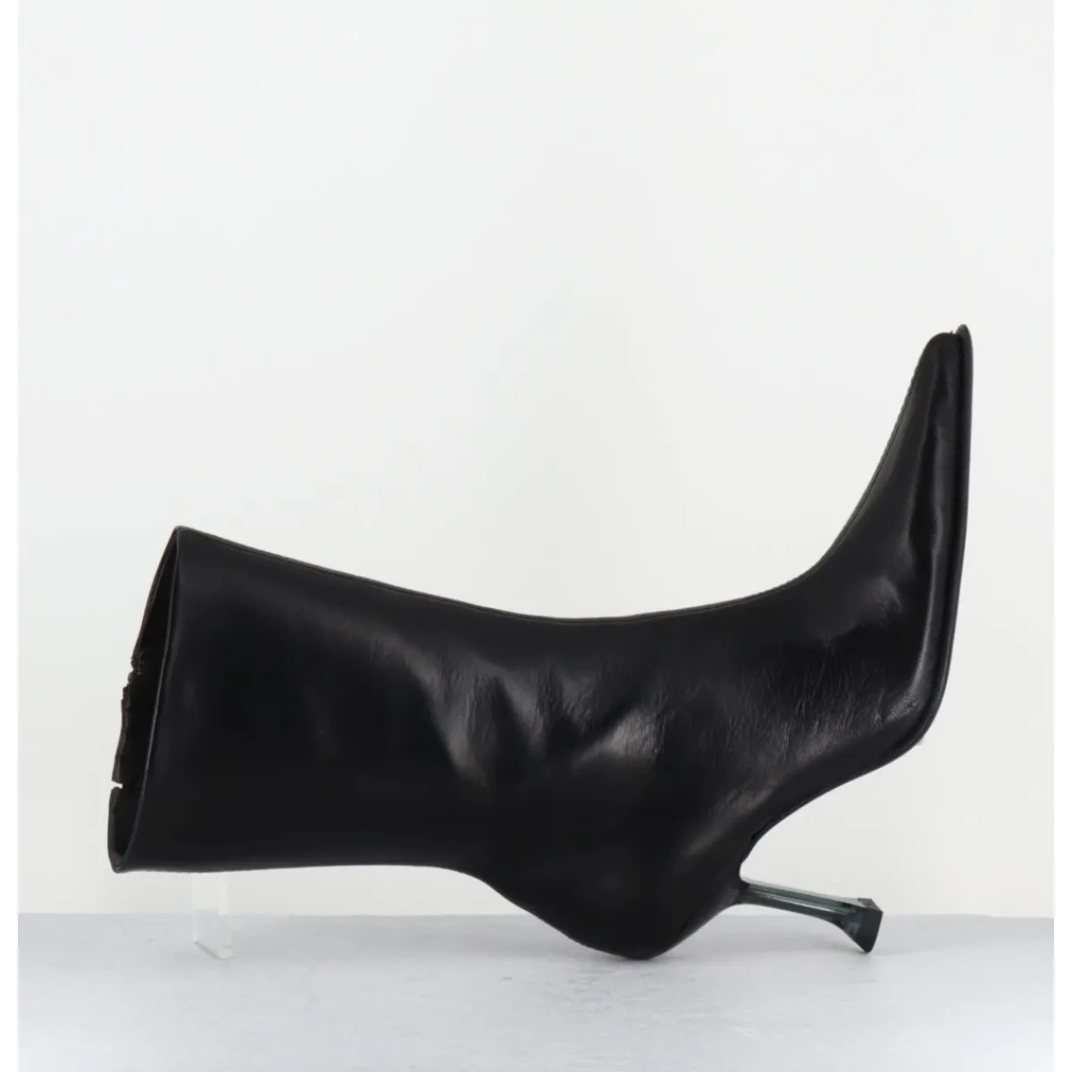 Boots^MIISTA Boots bout poinntu en cuir & talon plexi - MARCELA BLACK BOOTS NOIR