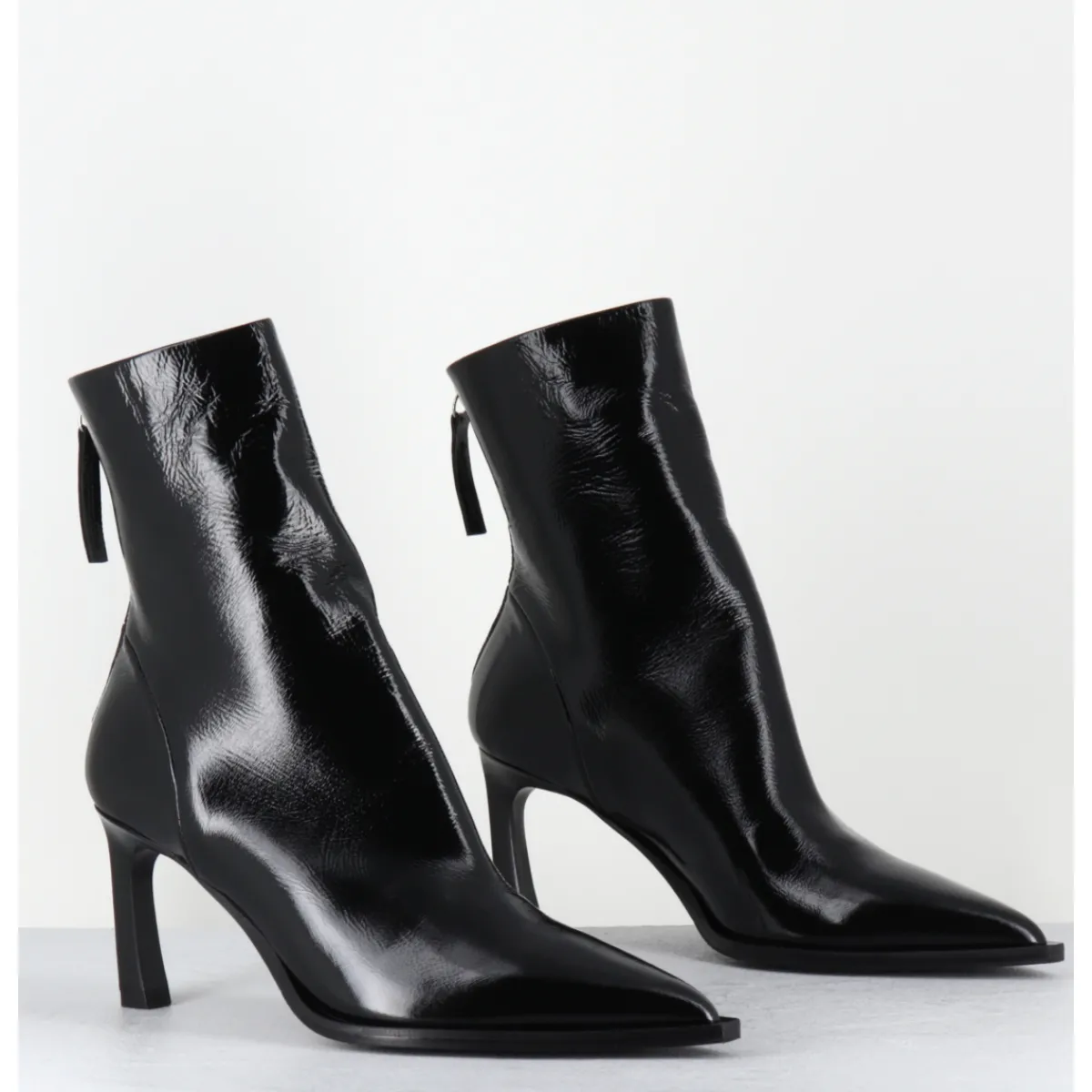 Boots^HALMANERA Boots bout pointu à talon haut en cuir - ULA26 GLAZE NERO NOIR