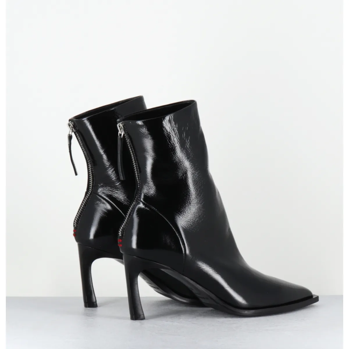 Boots^HALMANERA Boots bout pointu à talon haut en cuir - ULA26 GLAZE NERO NOIR