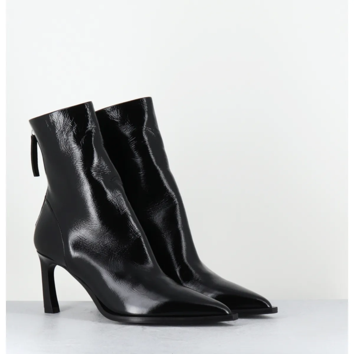 Boots^HALMANERA Boots bout pointu à talon haut en cuir - ULA26 GLAZE NERO NOIR