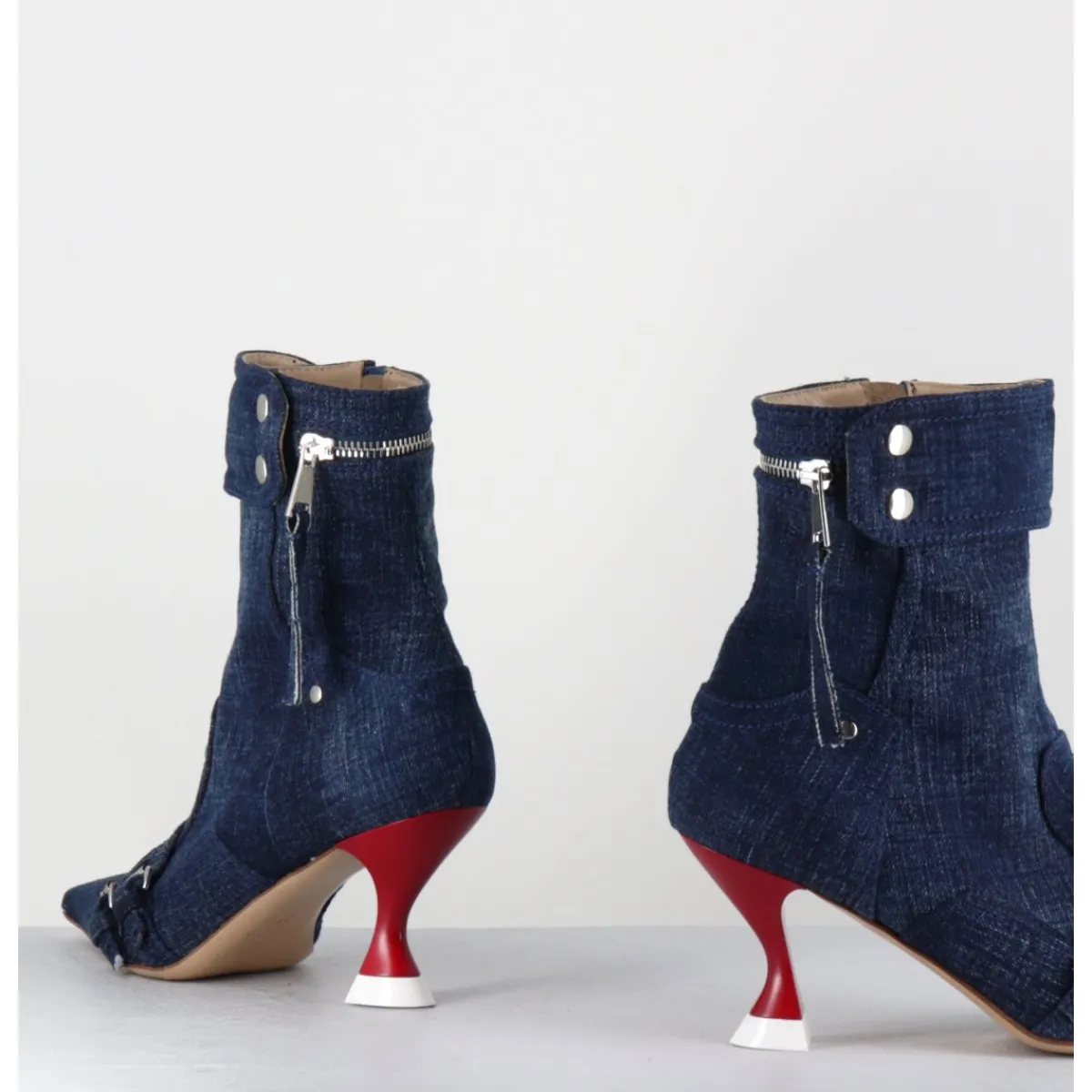 Boots^STRATEGIA Boots bout pointu en jean & talon rouge - A5404 LOVELY NK JEANS